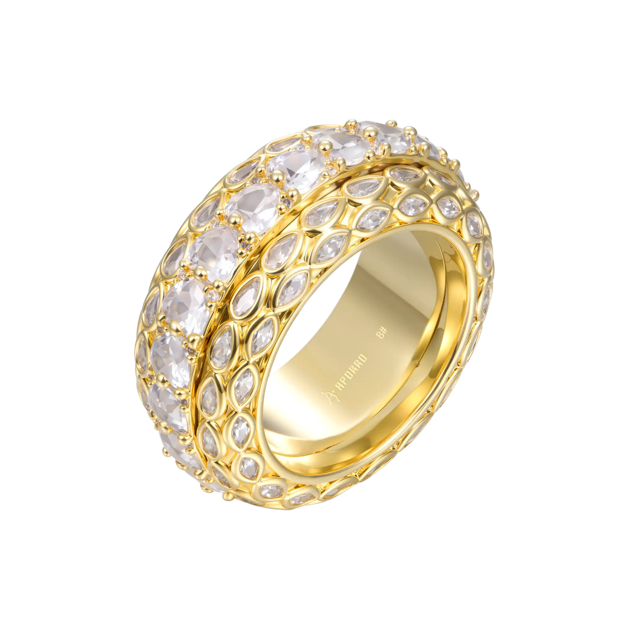 Anillo con banda de mosaico de movimiento eterno