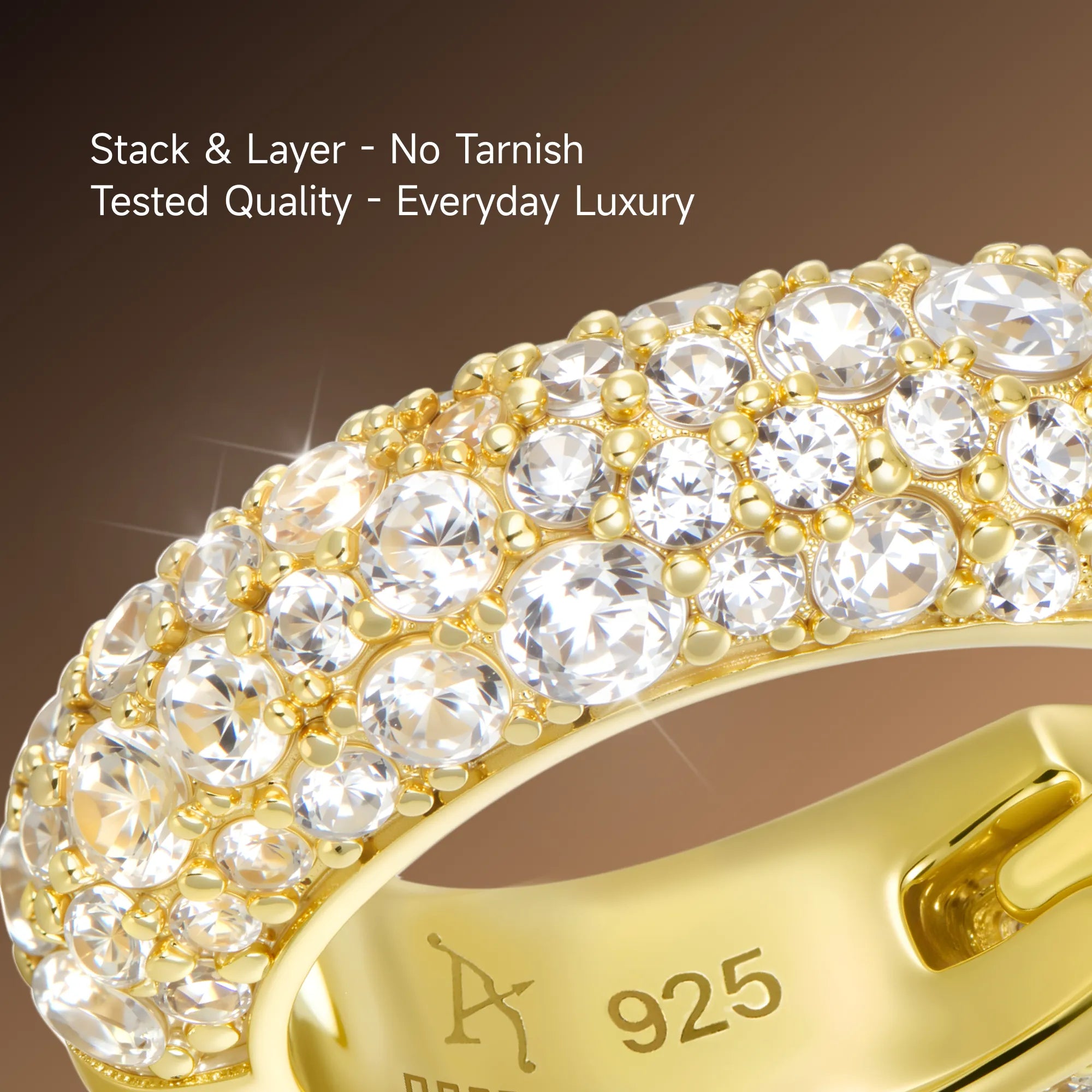 Women's S925 Round Paved Hoop Earring