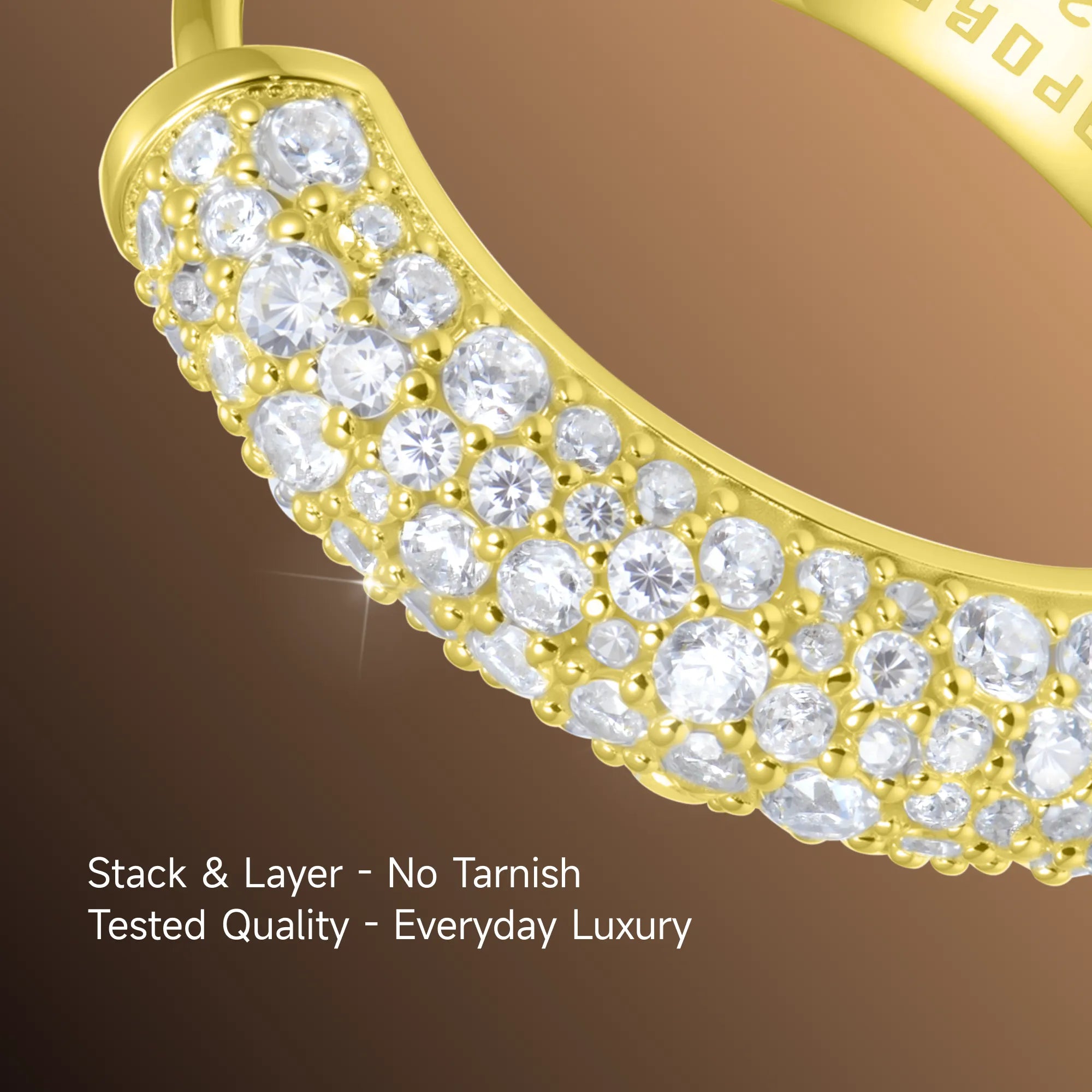 Women's S925 Round Paved Hoop Earring - Medium