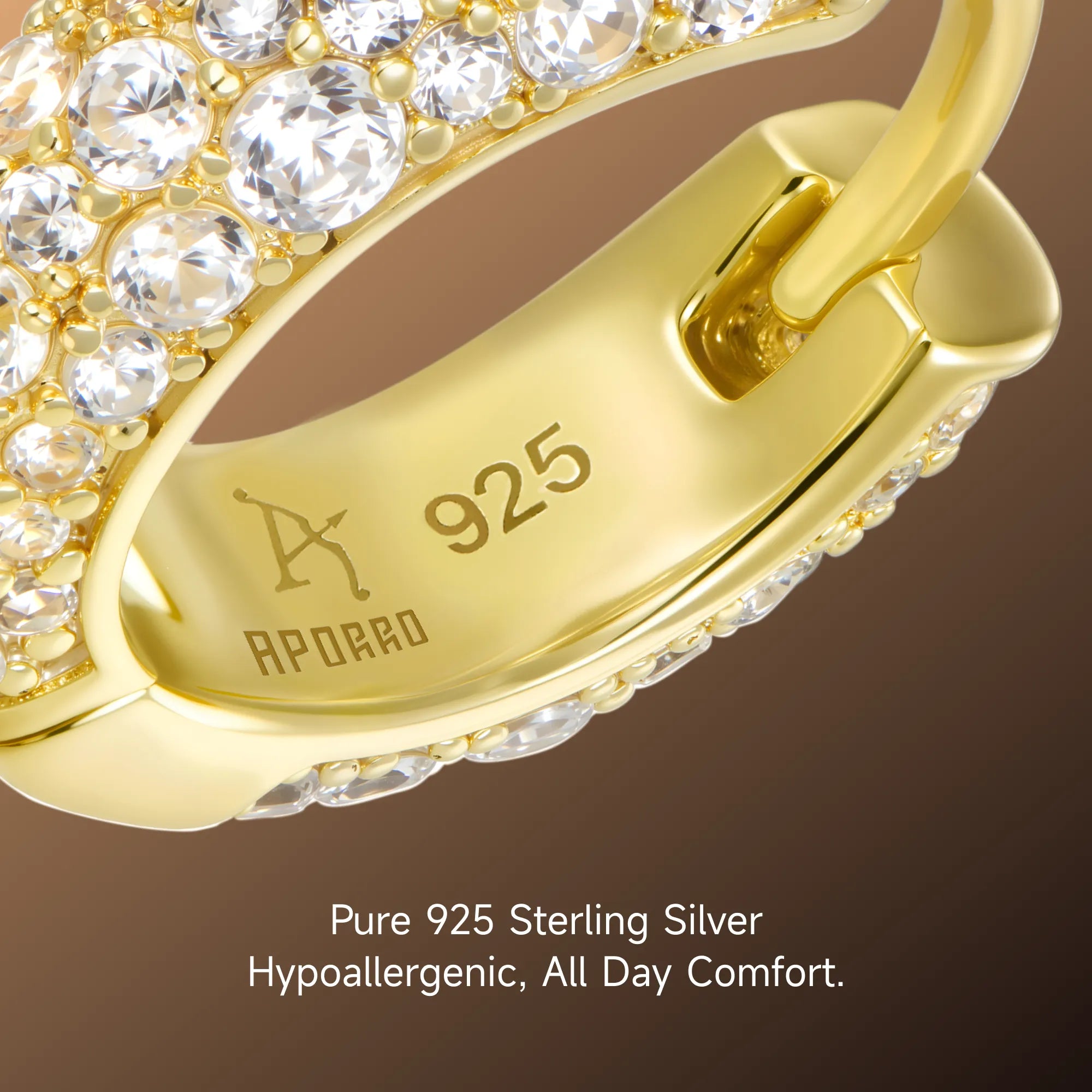 Women's S925 Round Paved Hoop Earring