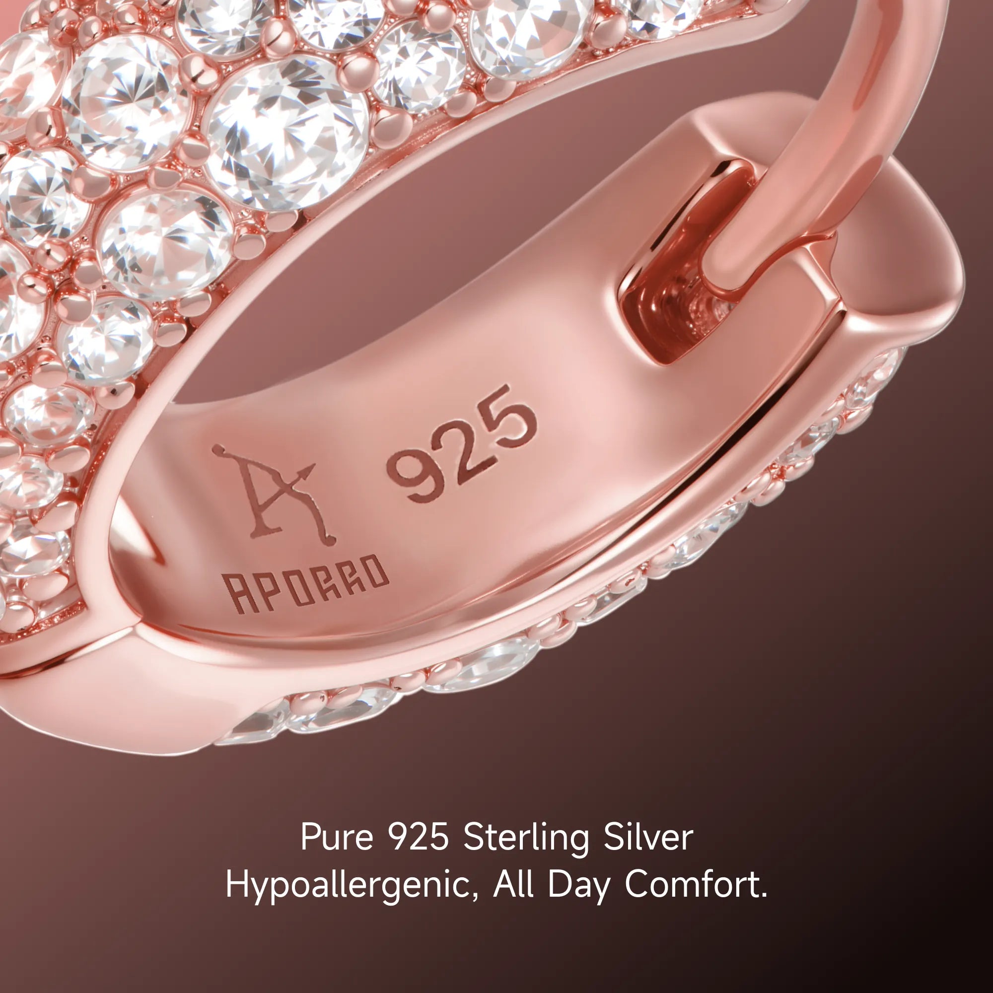 Women's S925 Round Paved Hoop Earring