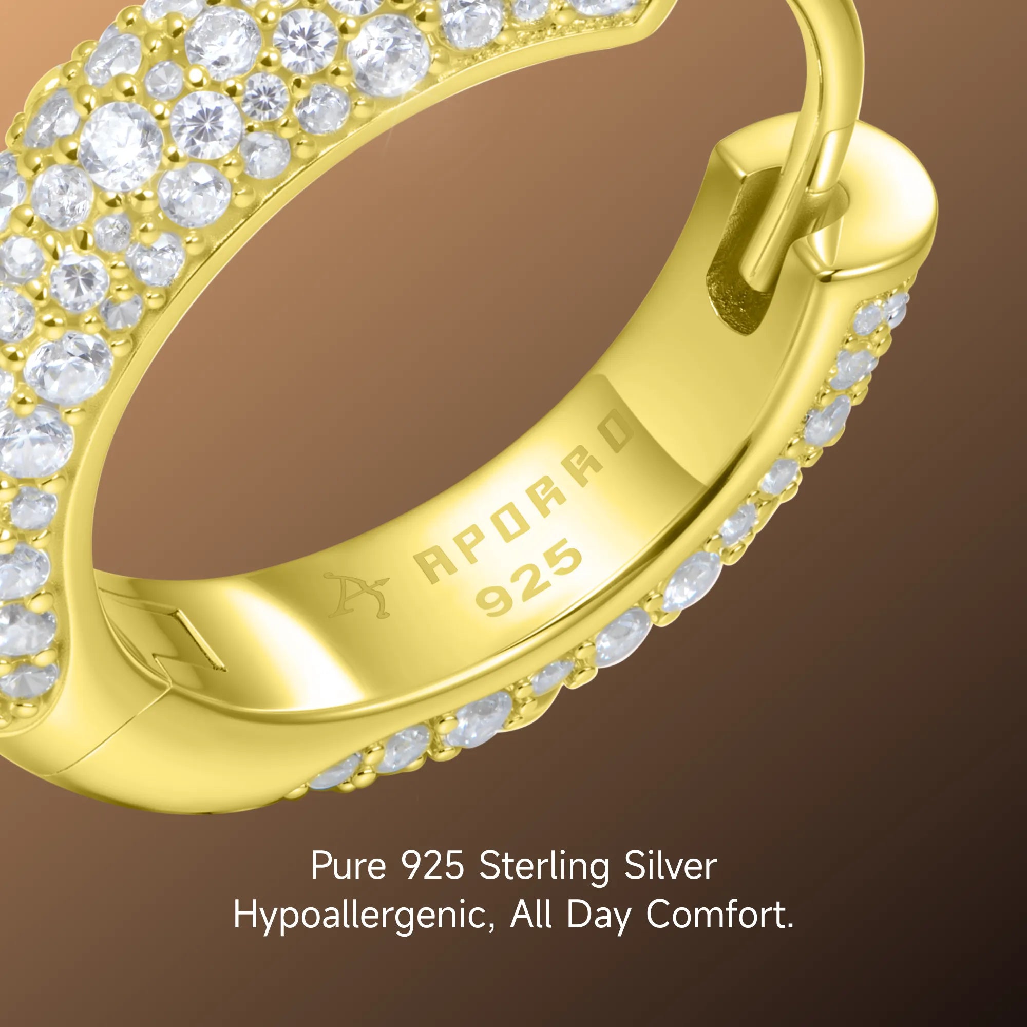 Round Paved Hoop Earring - Medium
