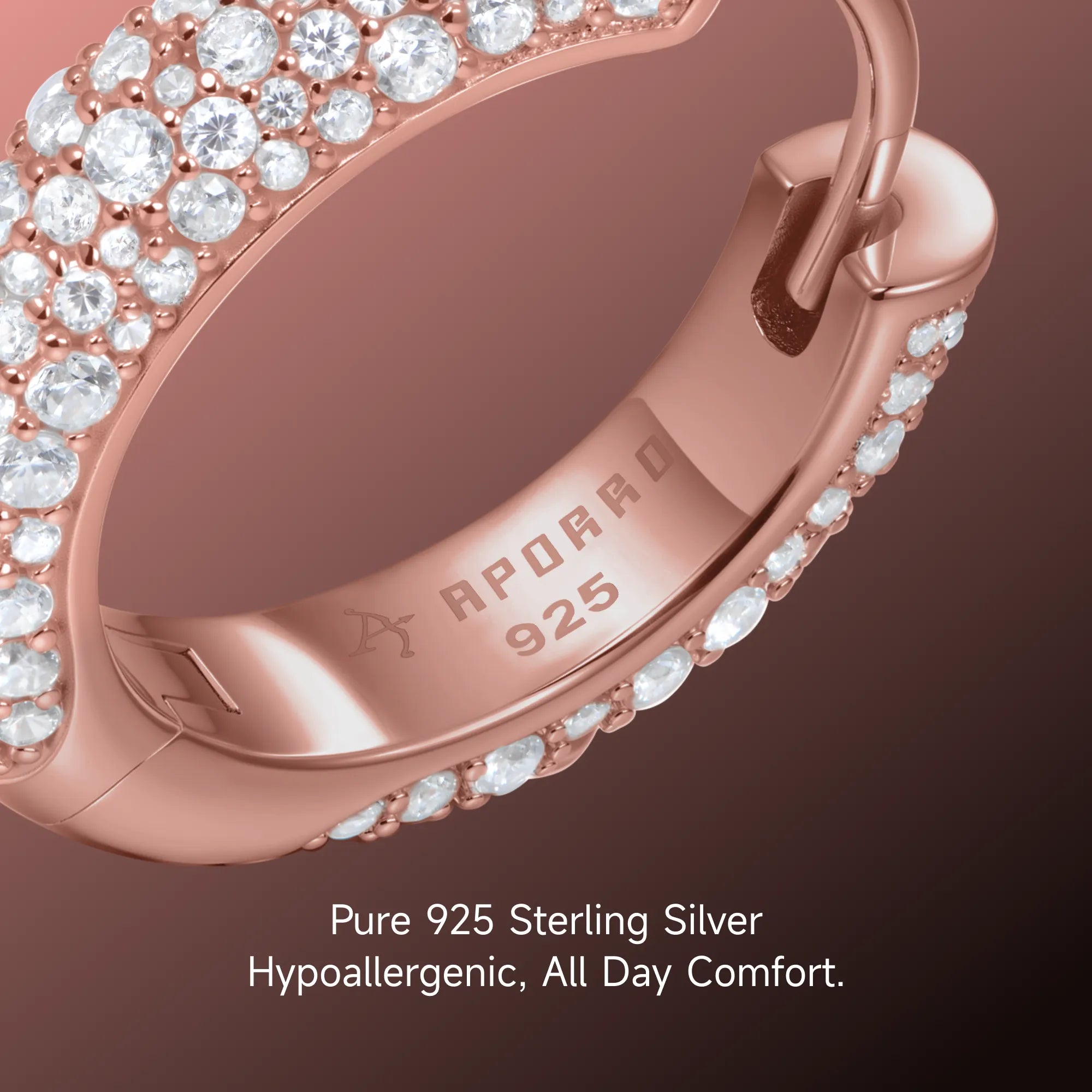 Women's S925 Round Paved Hoop Earring - Medium