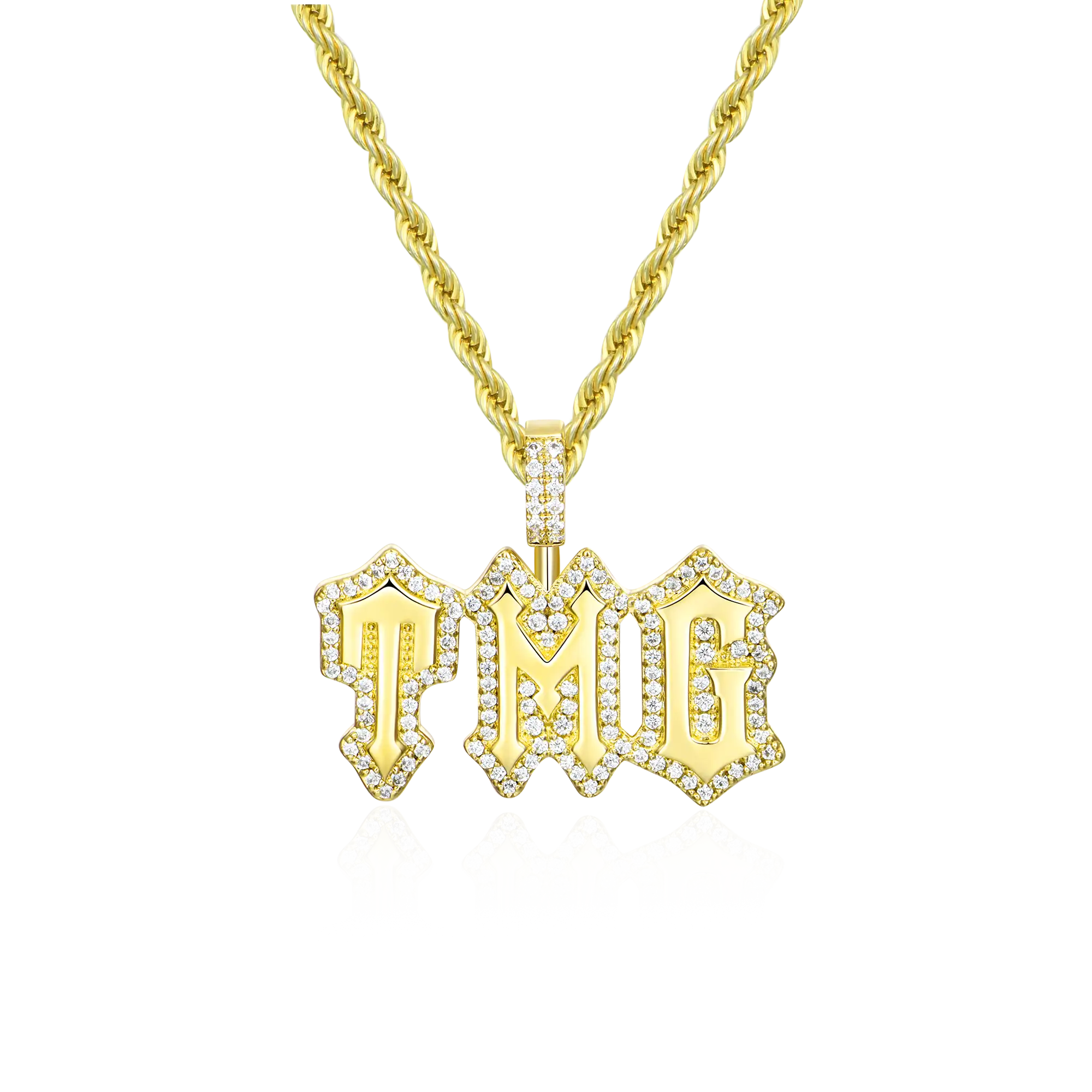 Custom Moissanite Gothic Font Pendant - 15mm Height