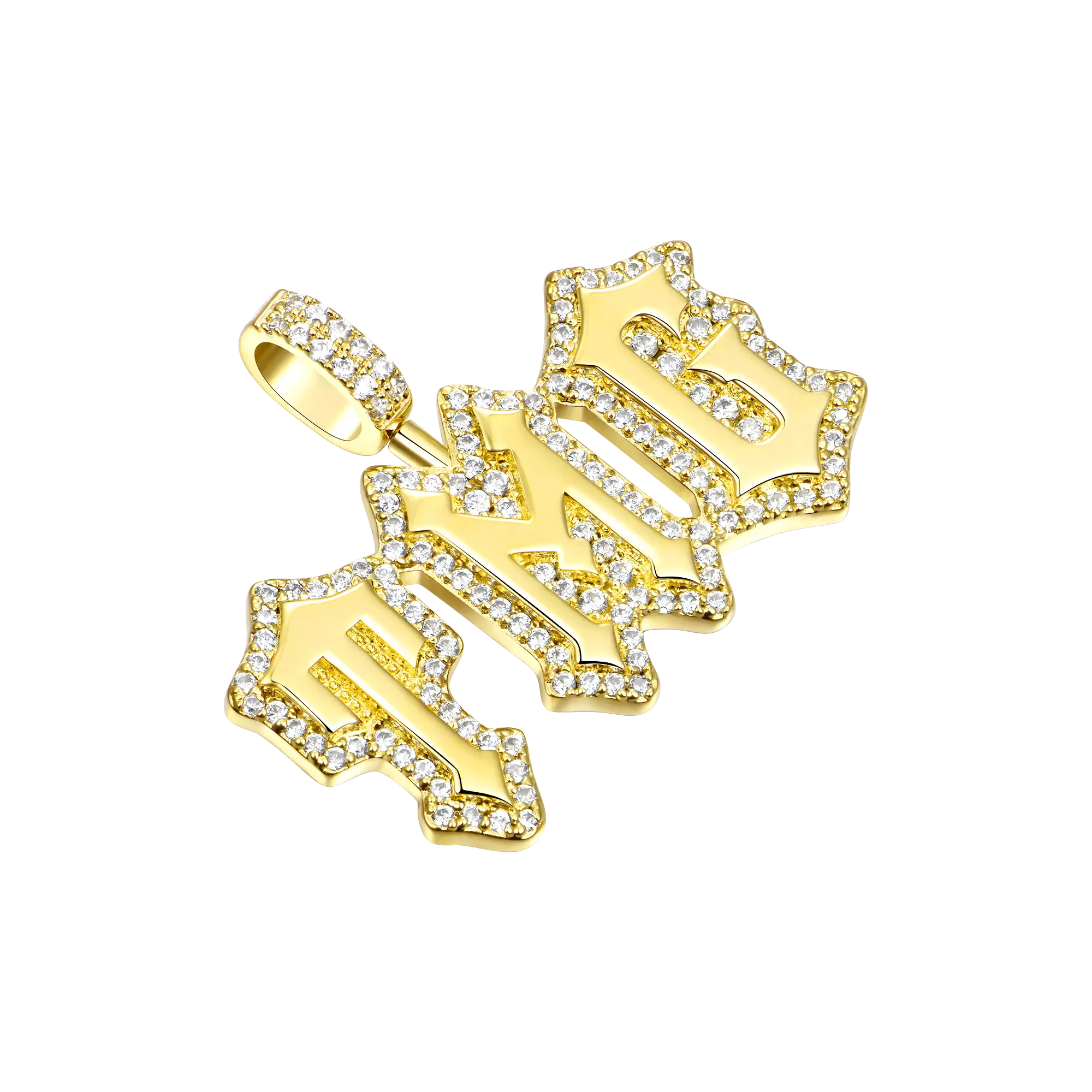 Custom Moissanite Gothic Font Pendant - 15mm Height