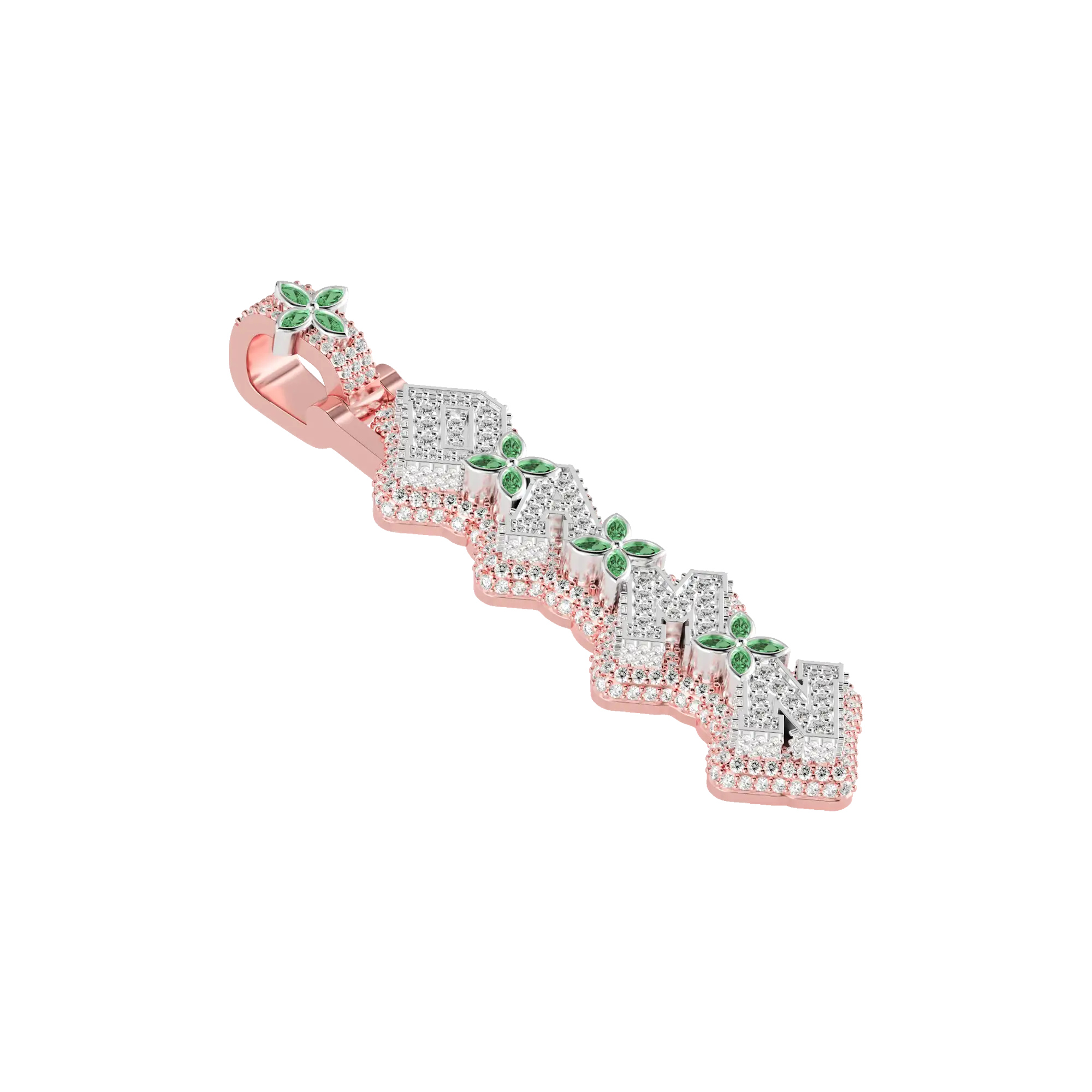 Custom 3D Four-Leaf Clover Font Pendant