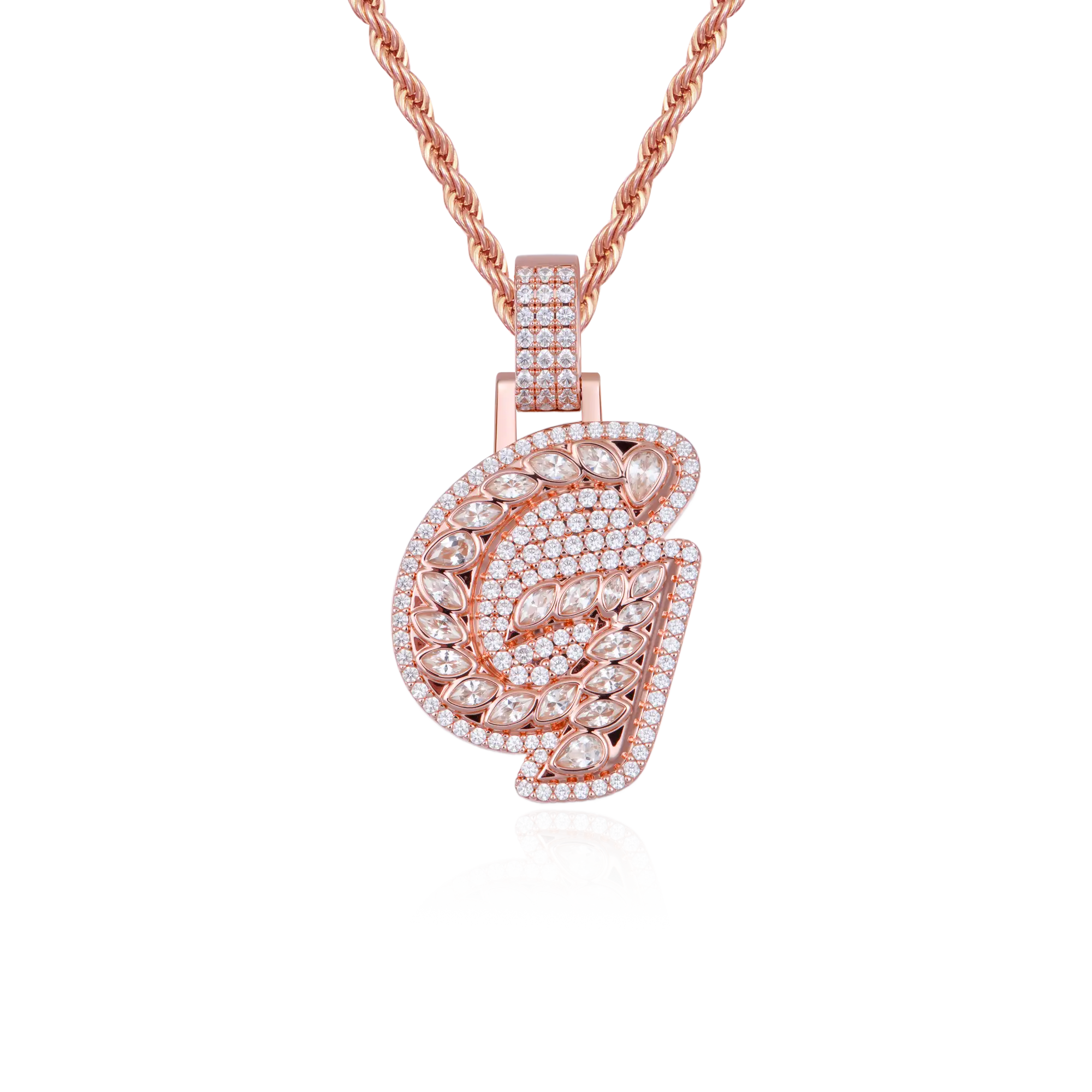 Custom Shaped Diamond 3D Lucida Font Pendant -30mm
