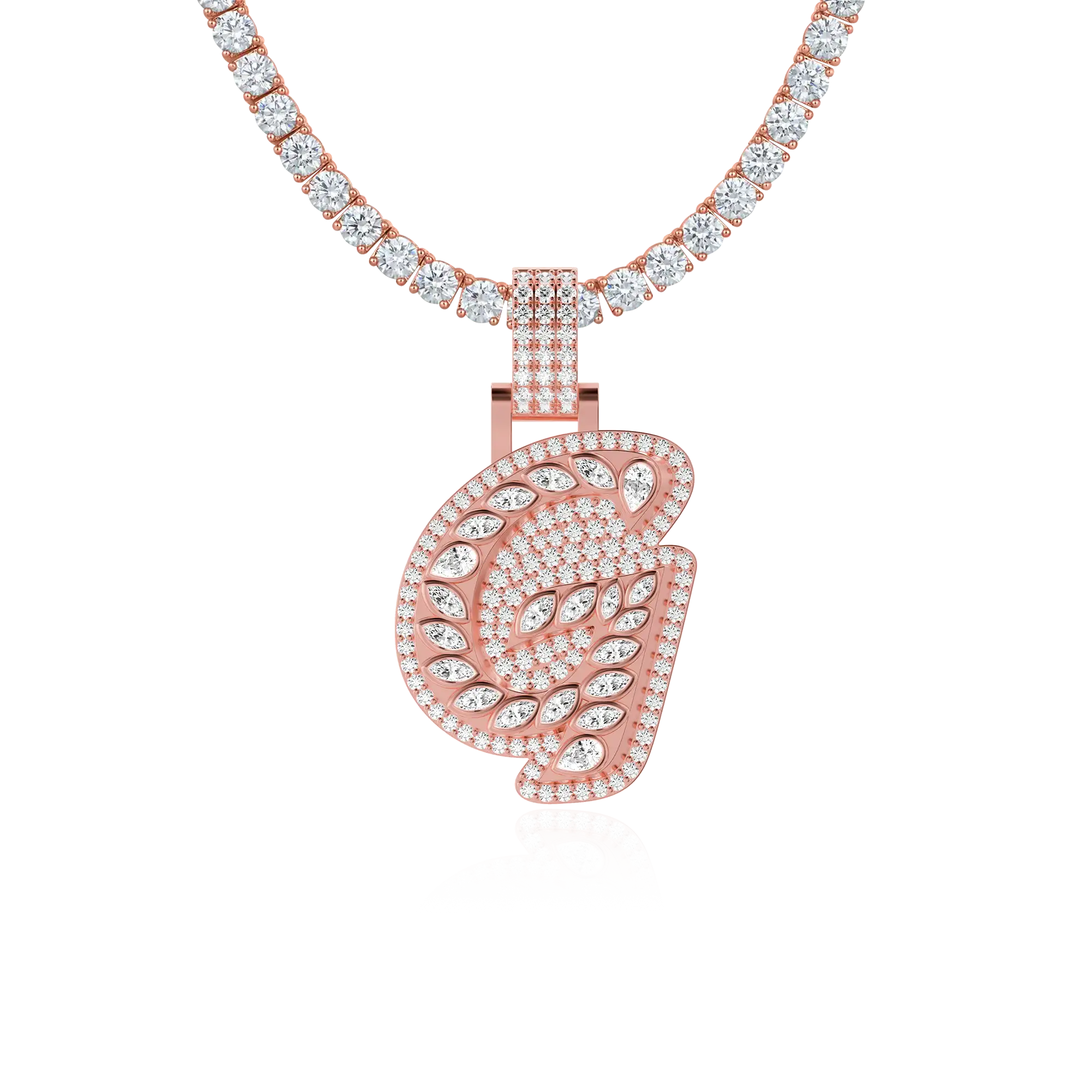 Custom Shaped Diamond 3D Lucida Font Pendant -30mm