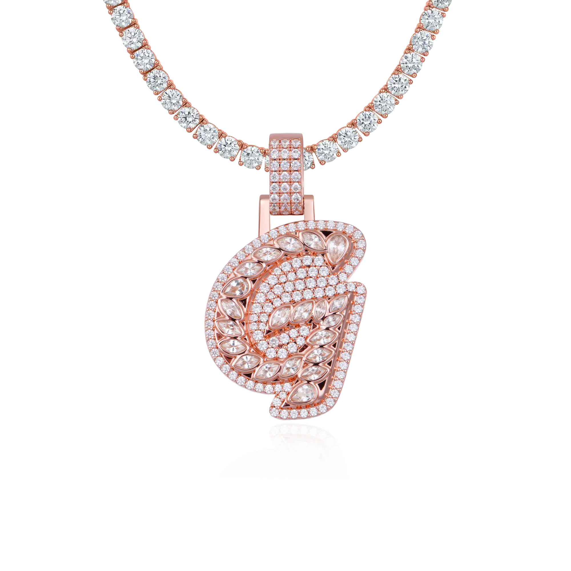 Custom Shaped Diamond 3D Lucida Font Pendant -30mm