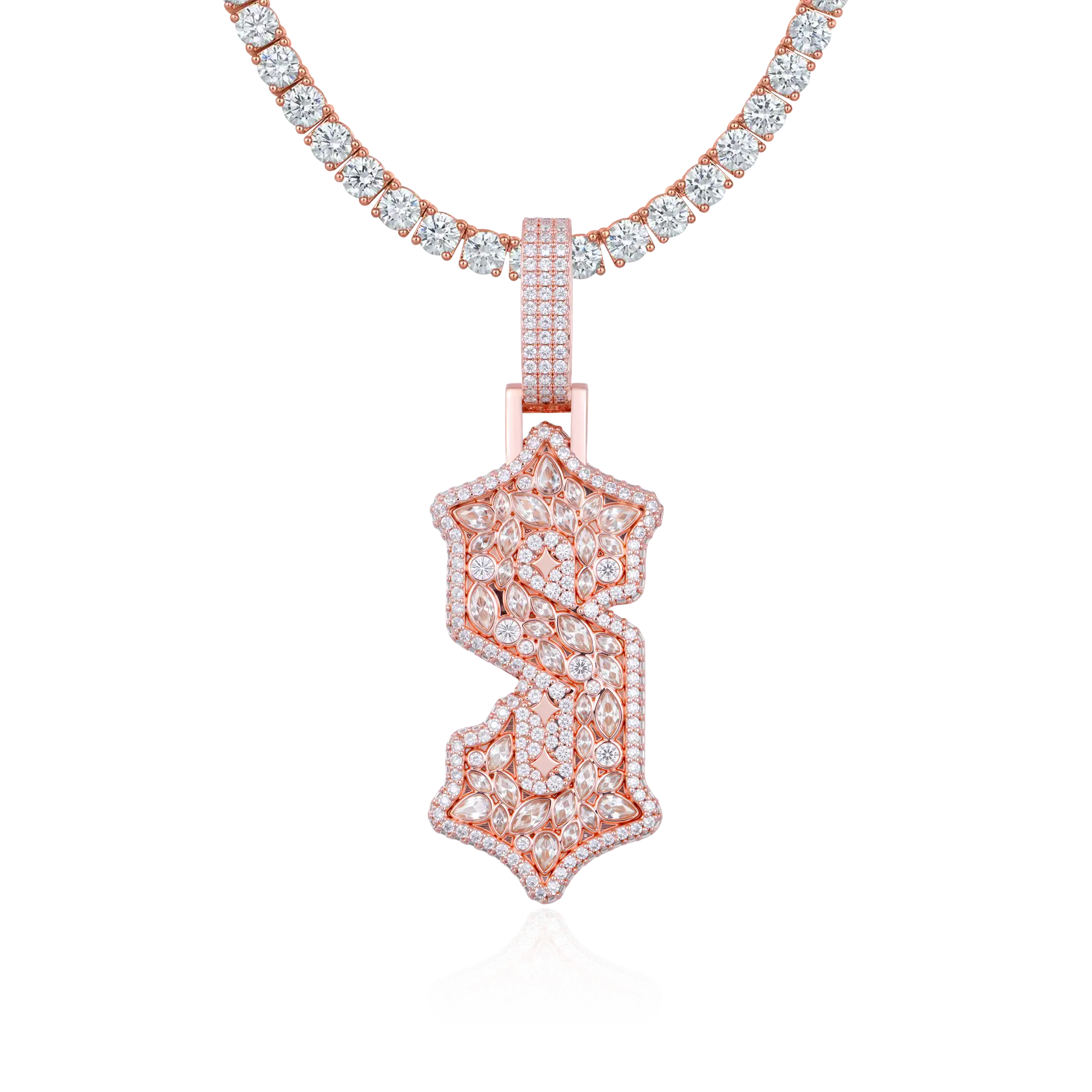 Custom Shaped Diamond Gothic Font Pendant - 51mm