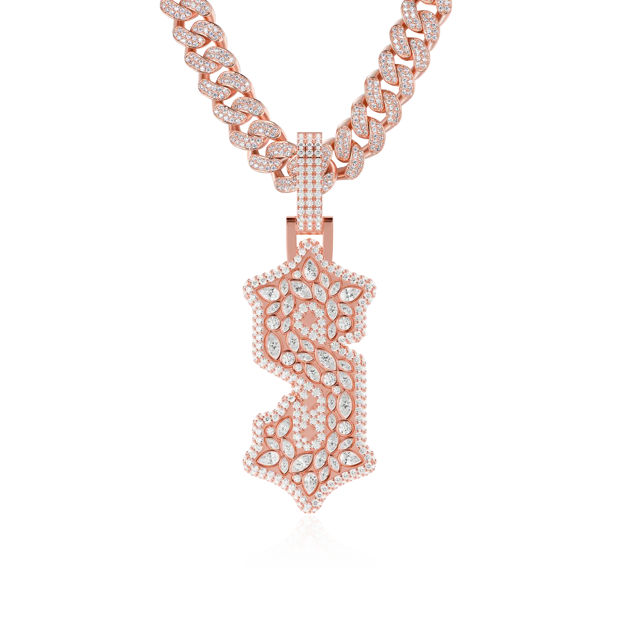 Custom Shaped Diamond Gothic Font Pendant - 51mm