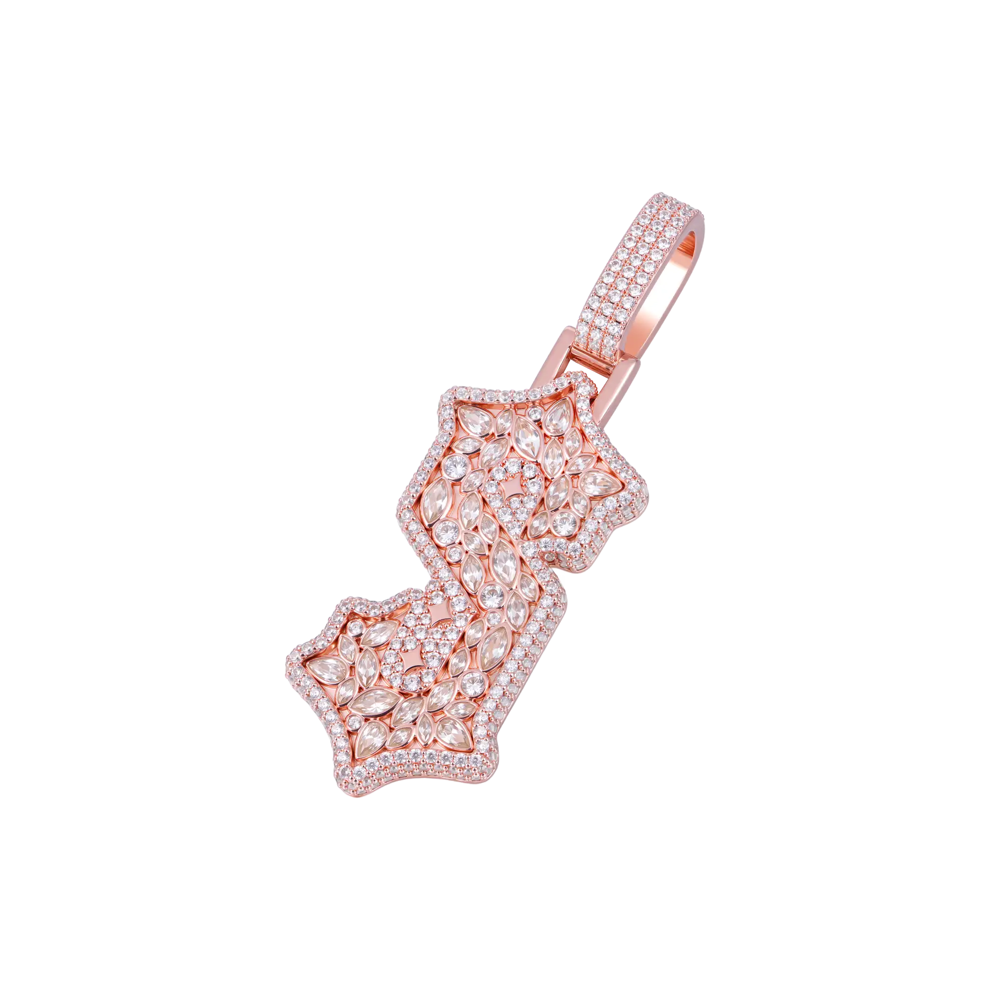 Custom Shaped Diamond Gothic Font Pendant - 51mm