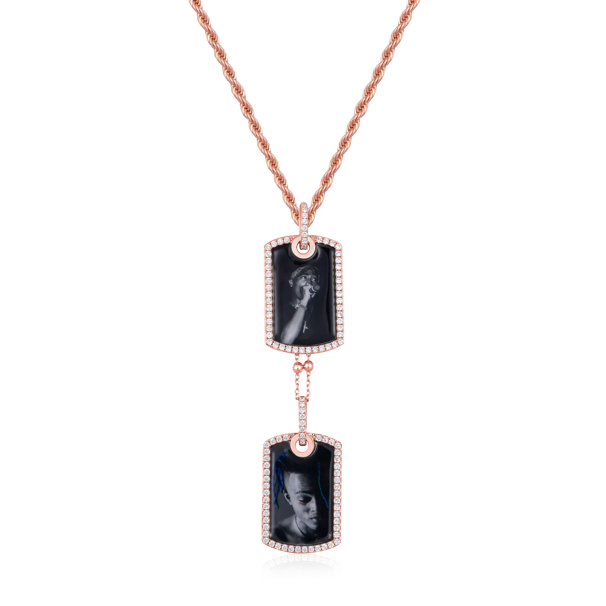 Custom Double Dog Tag Photo Frame Pendant