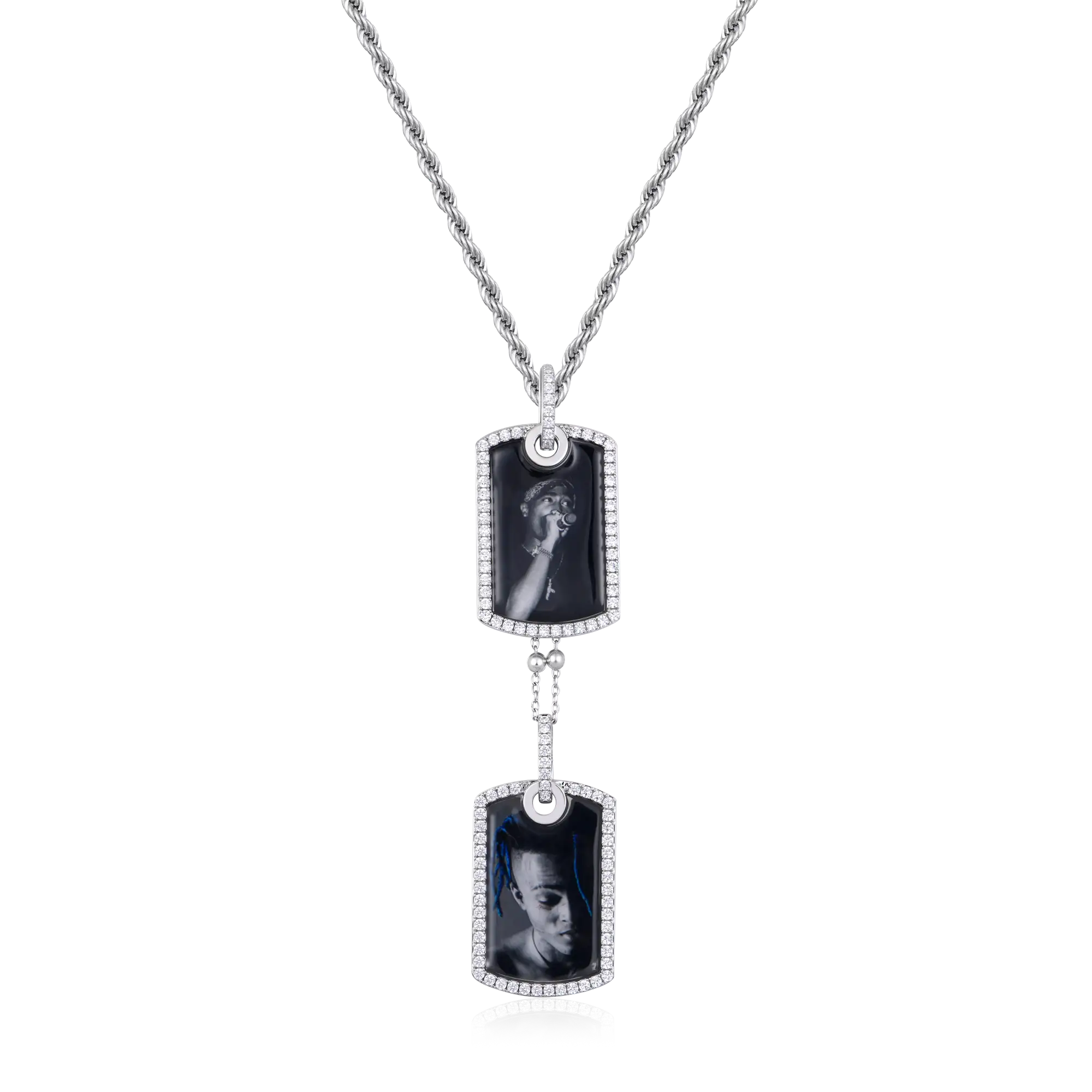 Custom Double Dog Tag Photo Frame Pendant