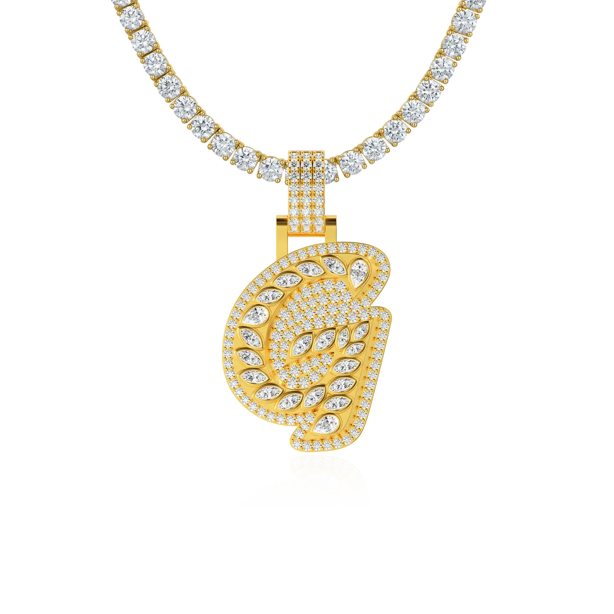 Custom Shaped Diamond 3D Lucida Font Pendant -30mm