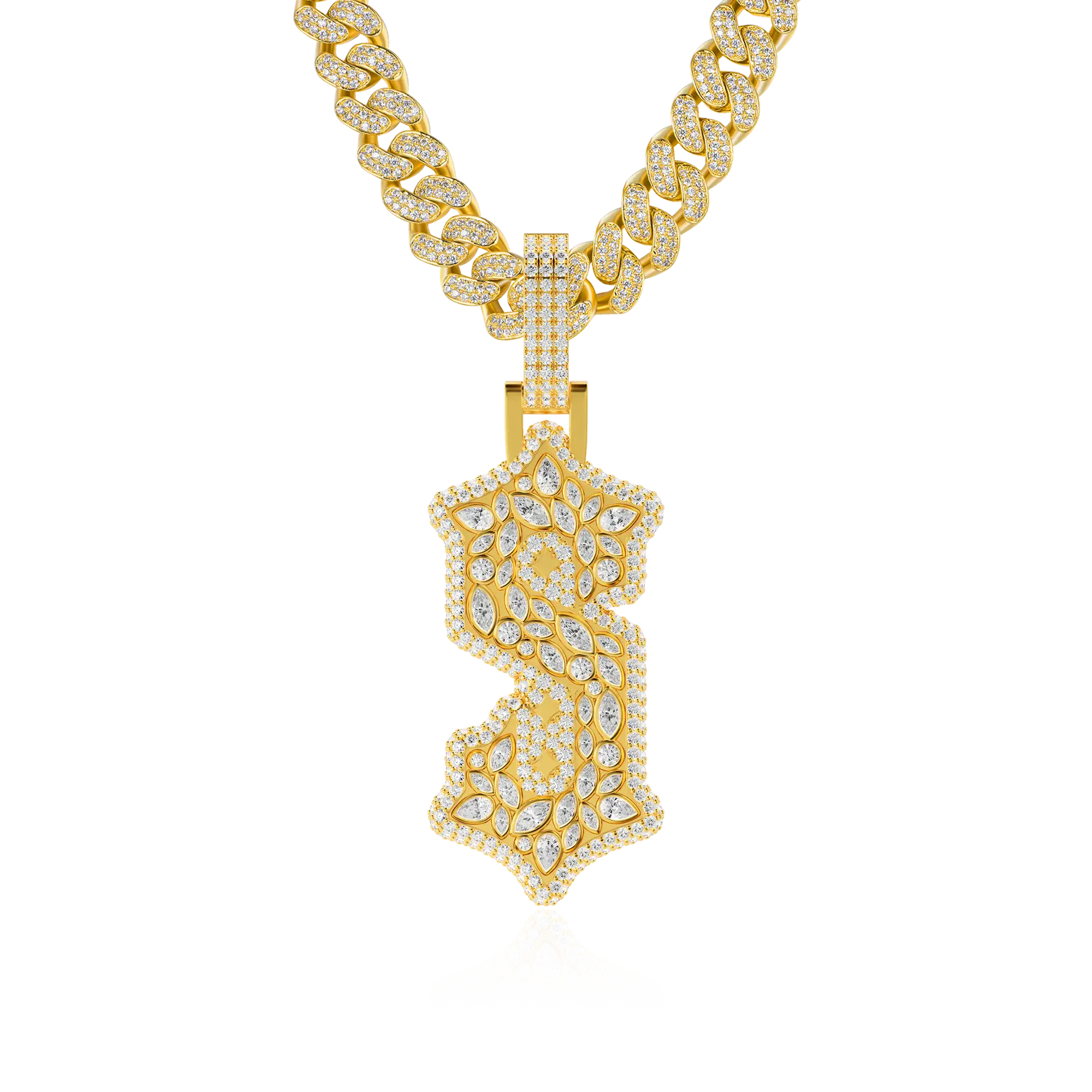 Custom Shaped Diamond Gothic Font Pendant - 51mm