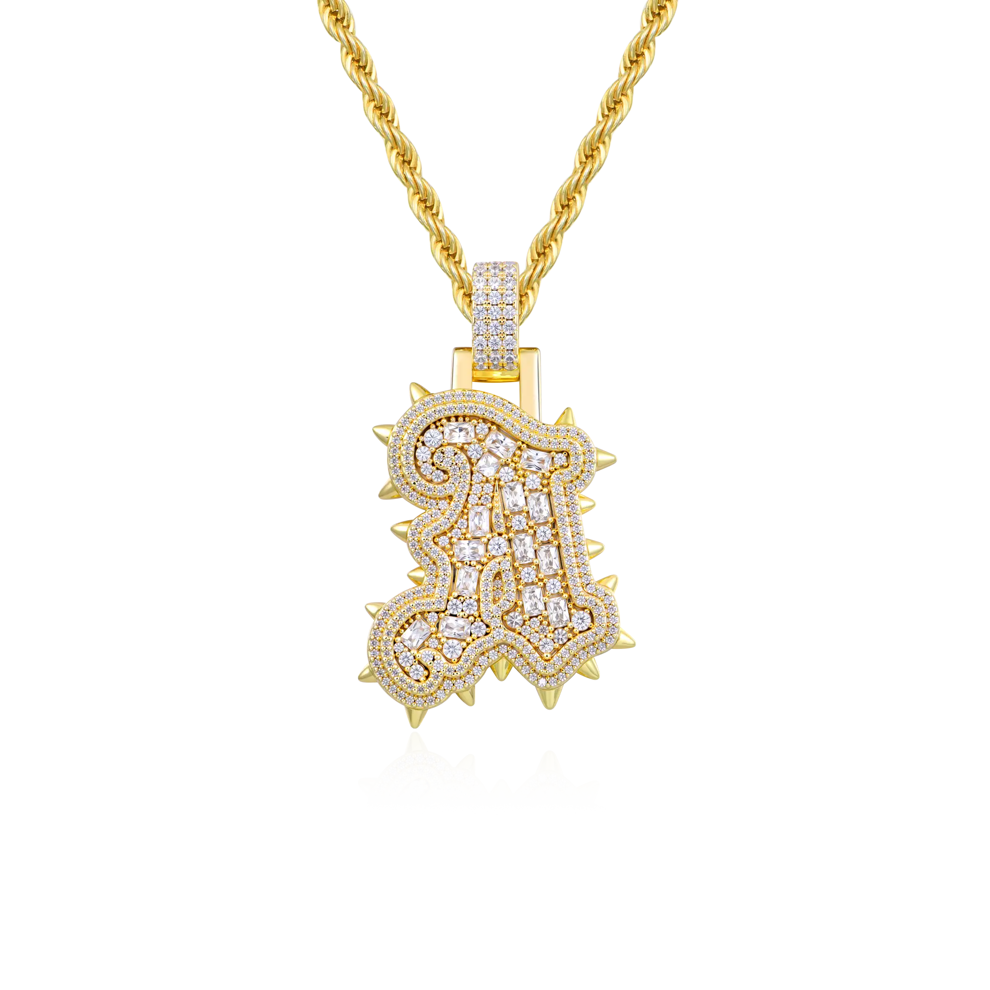 Custom Old English Willow Studded Font Pendant