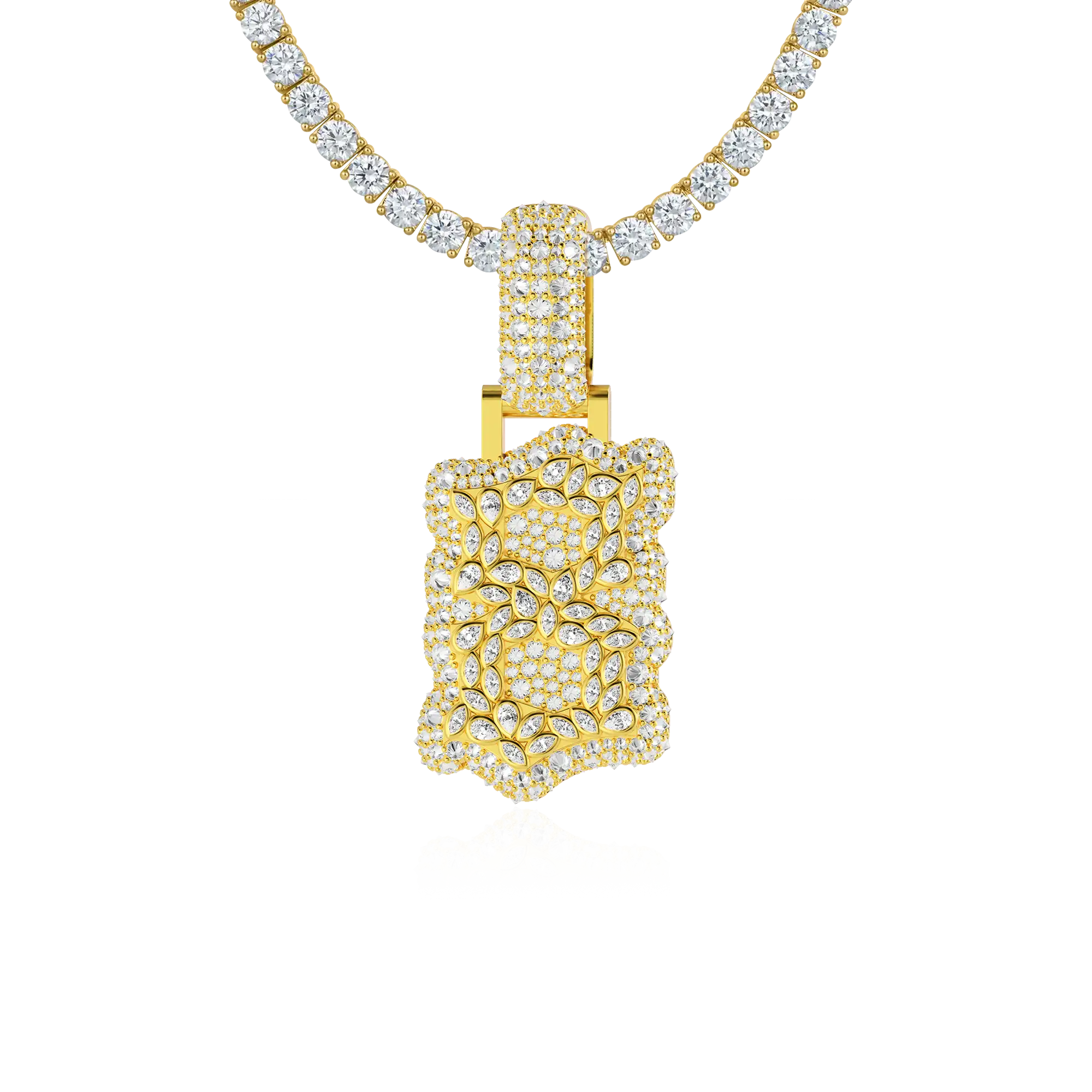 Custom Shaped Diamond Double-Layer Pendant - 35mm