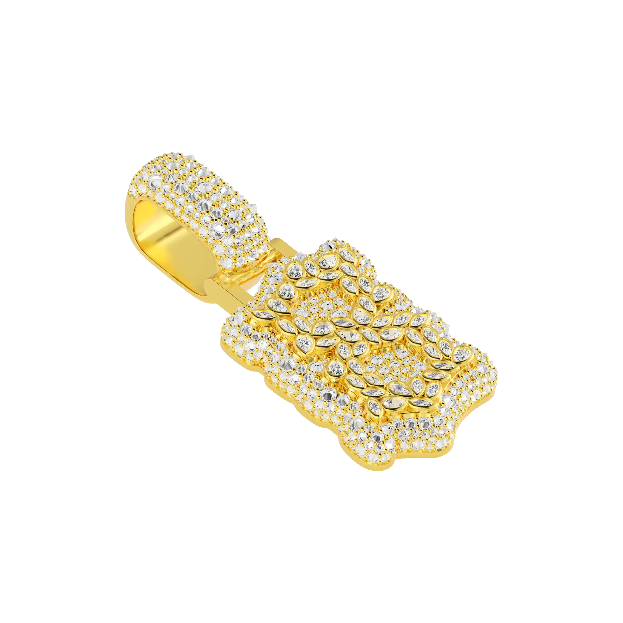 Custom Shaped Diamond Double-Layer Pendant - 35mm