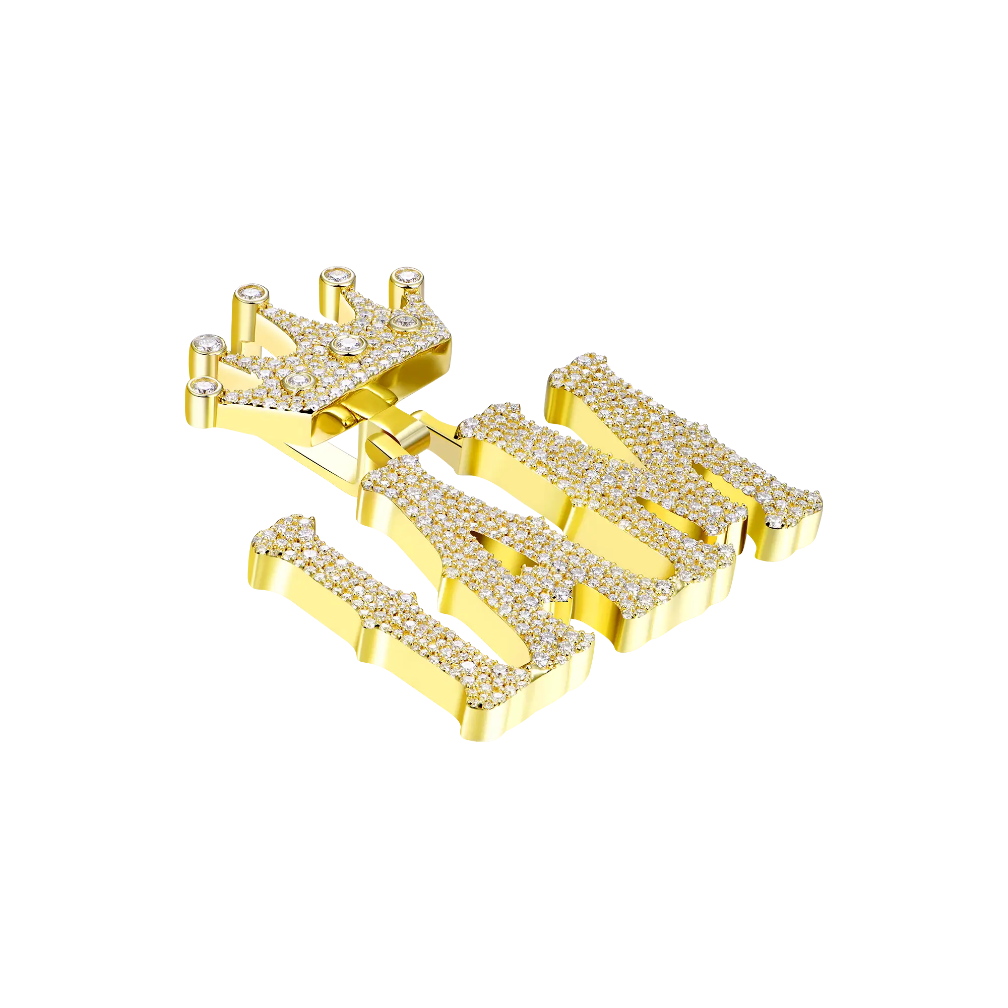 Custom Moissanite Bosox Font/Number Gold Name Pendant