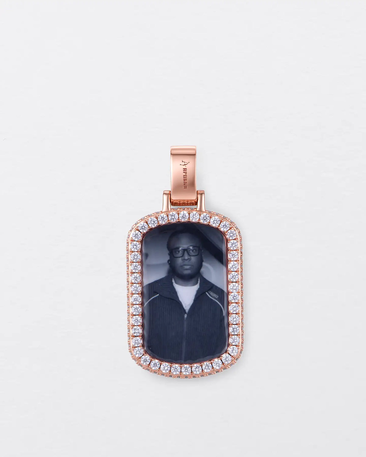 Custom Double-Sided Pavé Dog Tag Photo Pendant