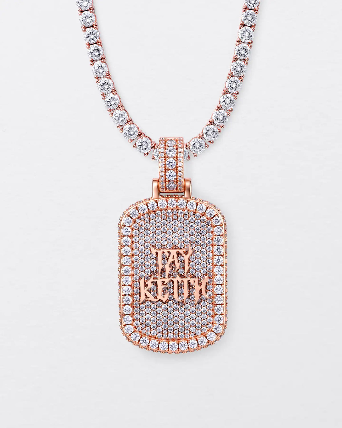 Custom Double-Sided Pavé Dog Tag Photo Pendant