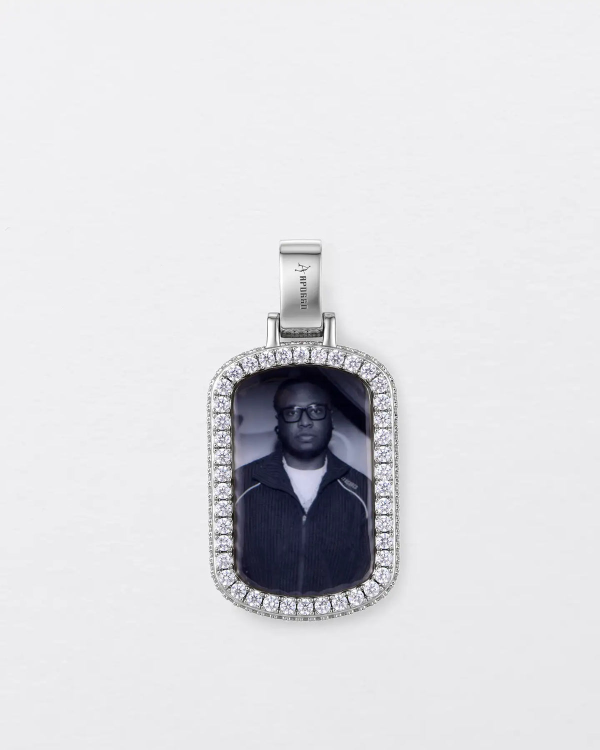 Custom Double-Sided Pavé Dog Tag Photo Pendant