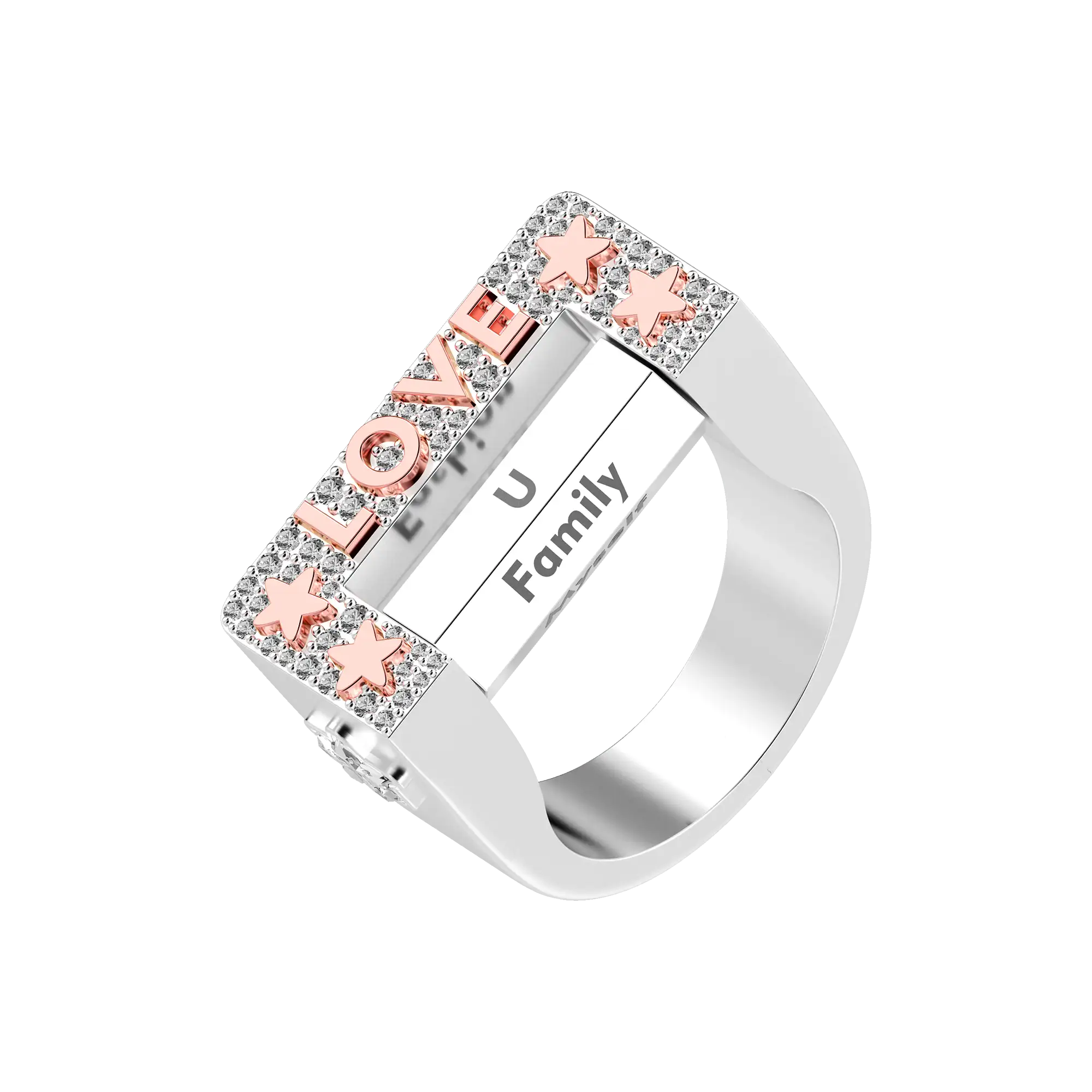 Anillo giratorio de 6 caras "Love" personalizado