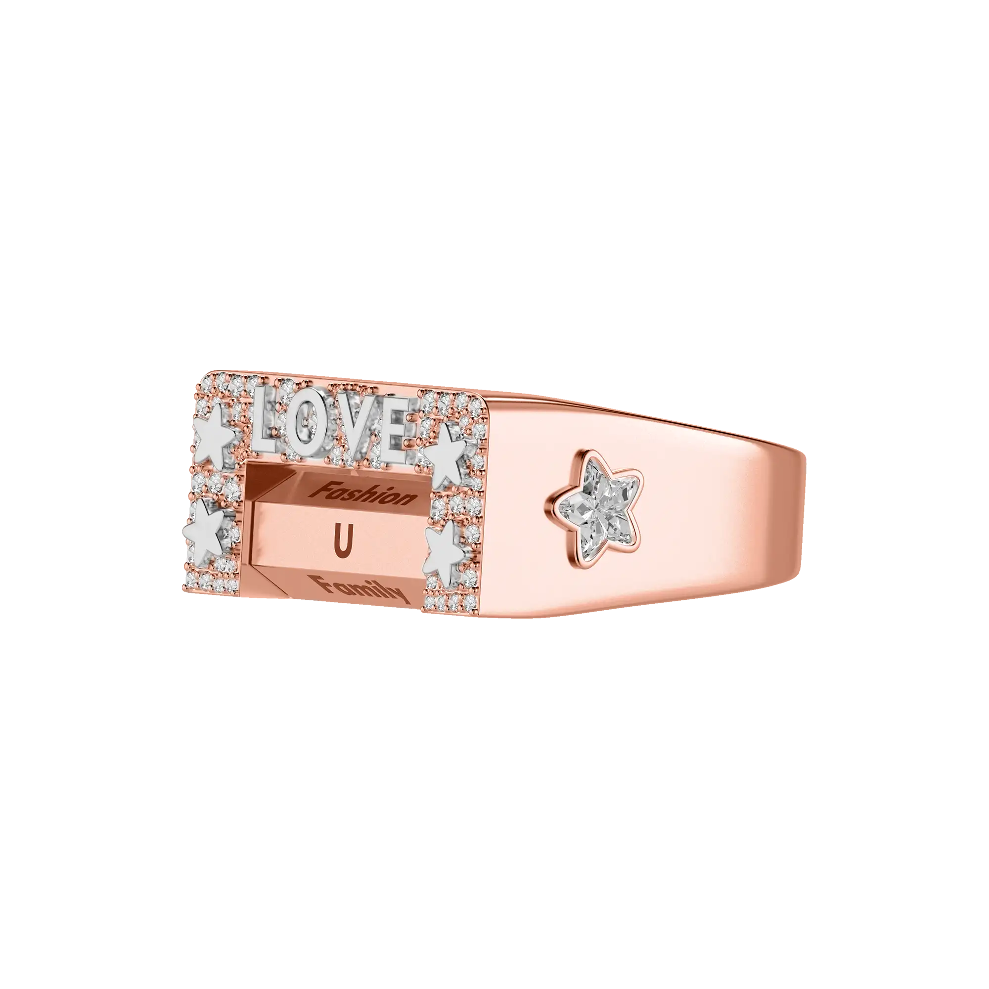 Anillo giratorio de 6 caras "Love" personalizado