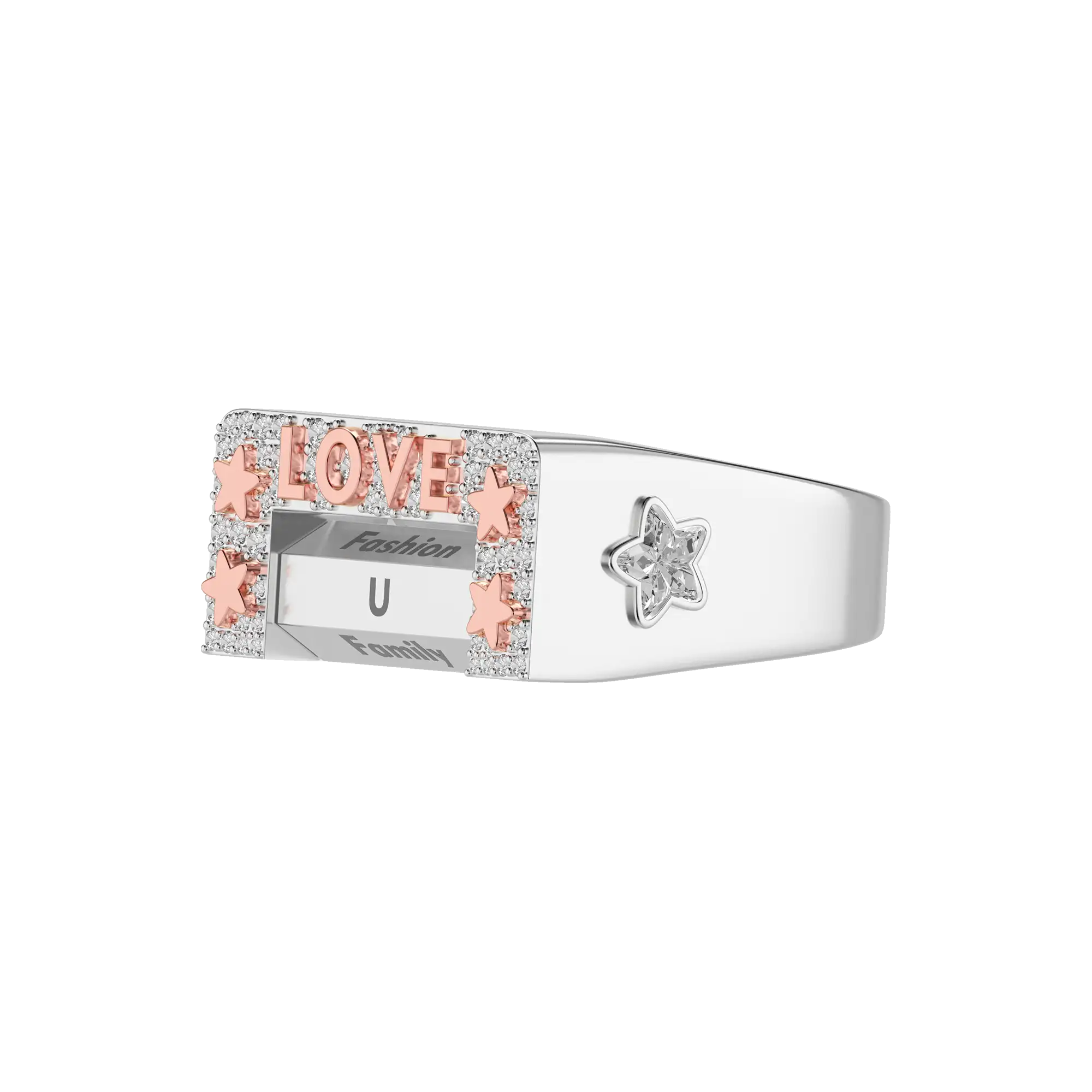 Anillo giratorio de 6 caras "Love" personalizado