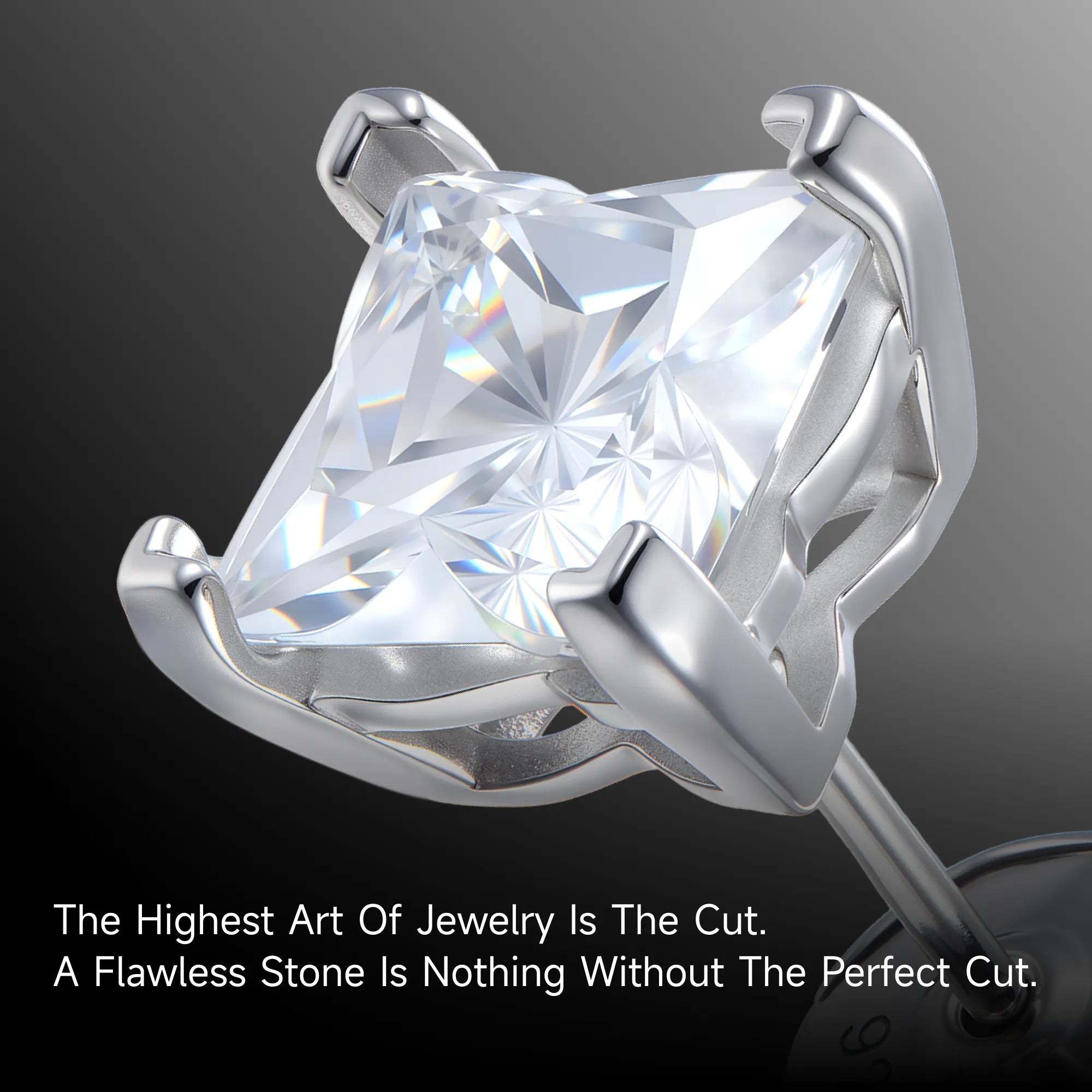 Moissanite S925 Solid Clover Cut Stud Earrings - White