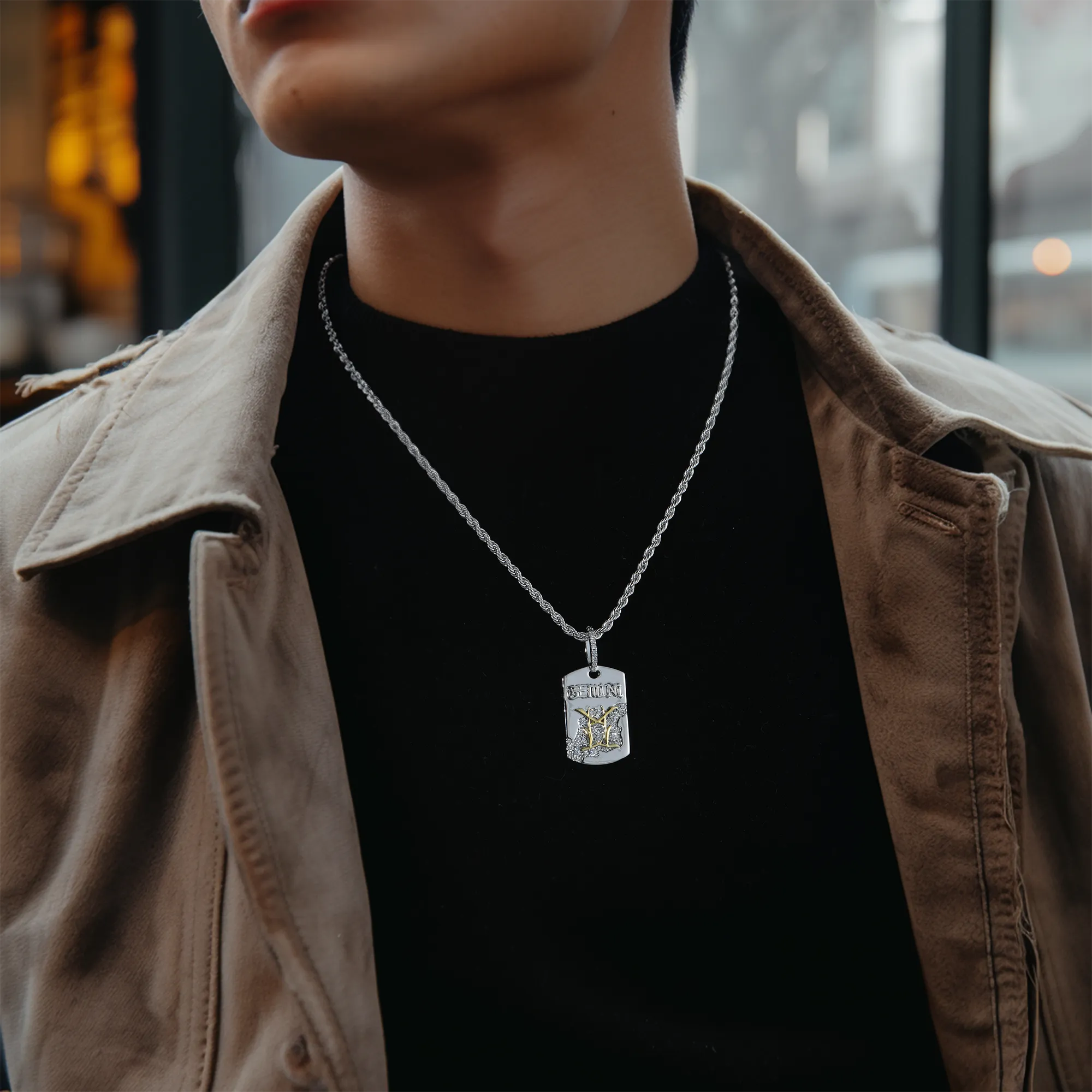 Moissanite Zodiac Dog Tag Pendant