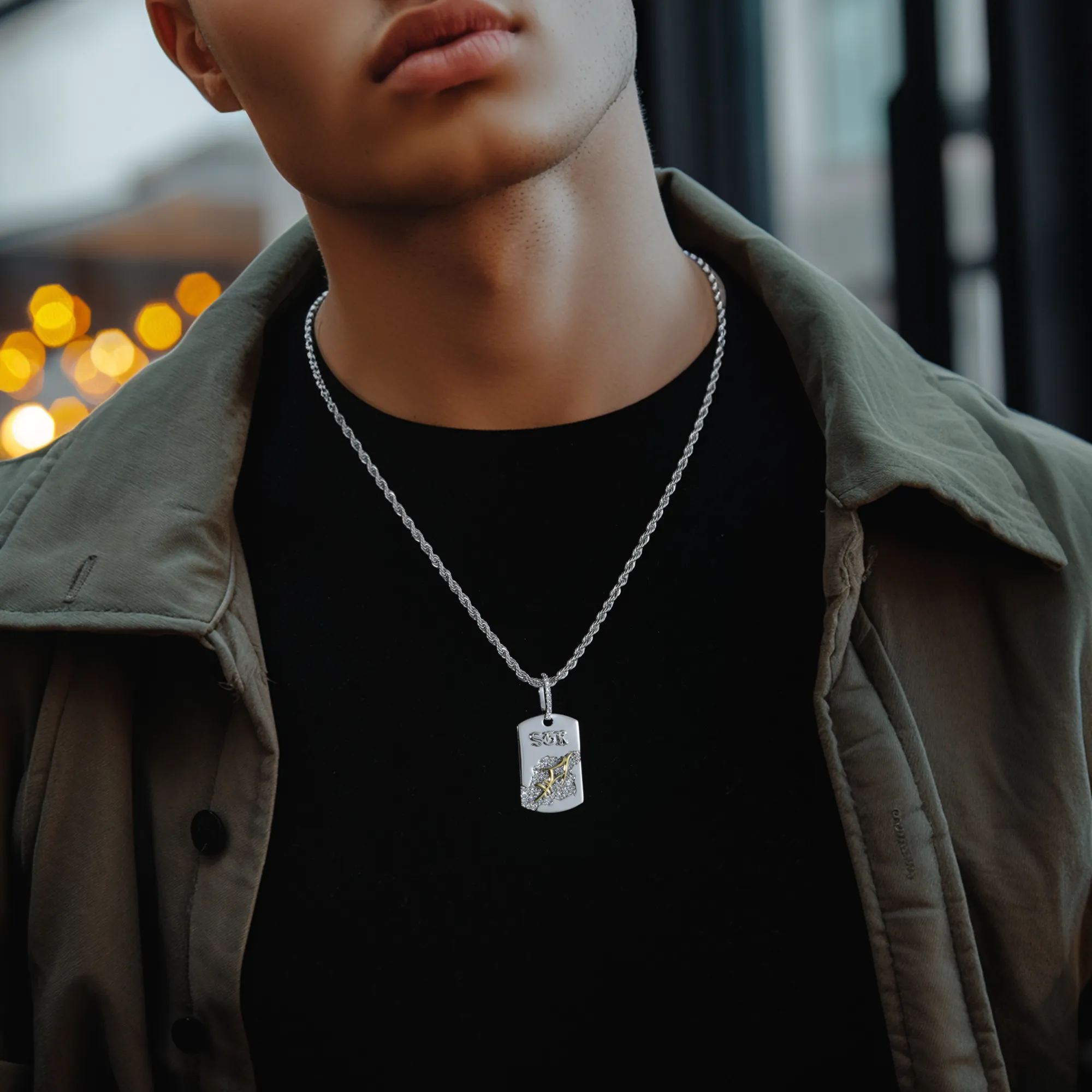 Moissanite Zodiac Dog Tag Pendant