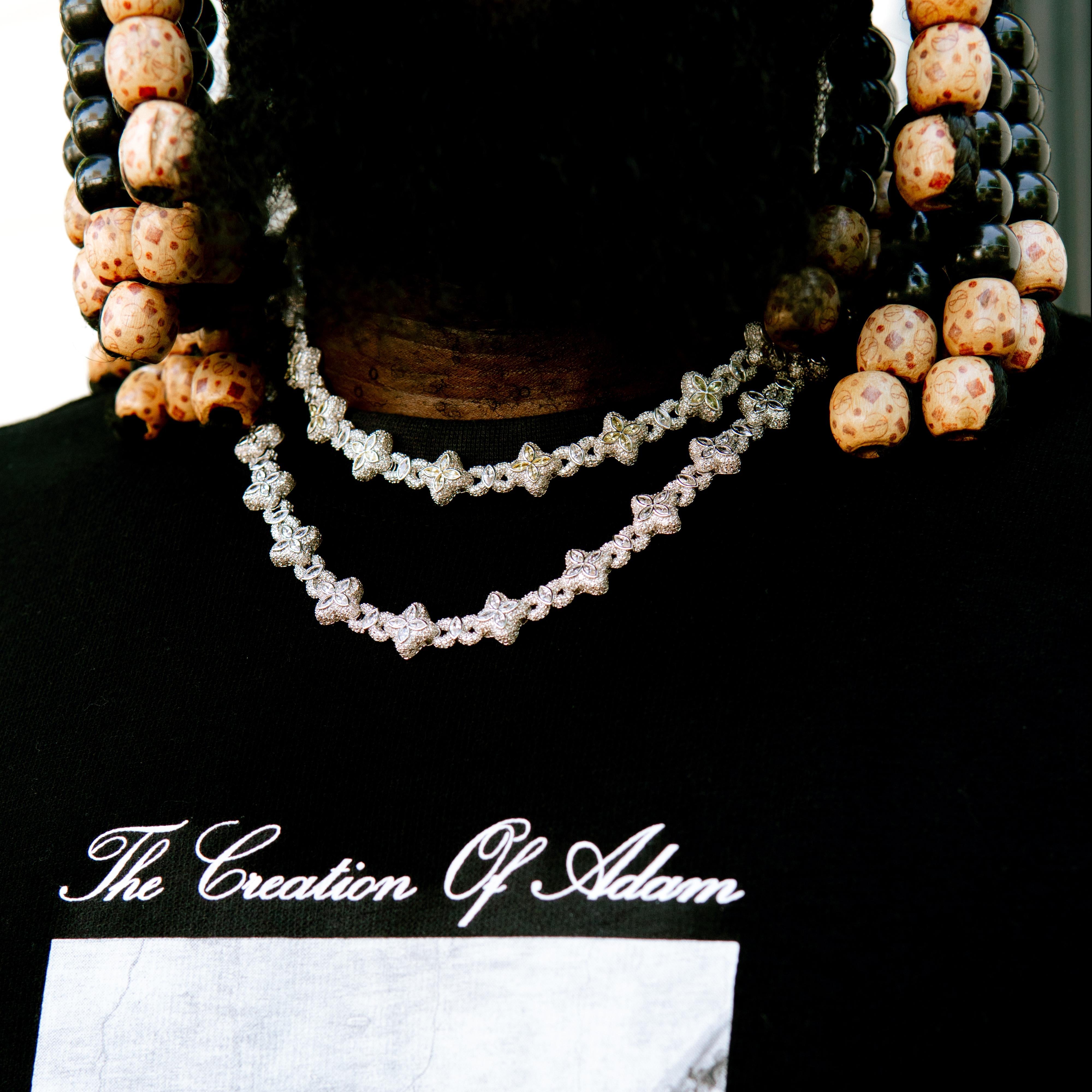 Moissanit Luminous Clover Halskette und Brieftaschenkette - Gelb Diamant