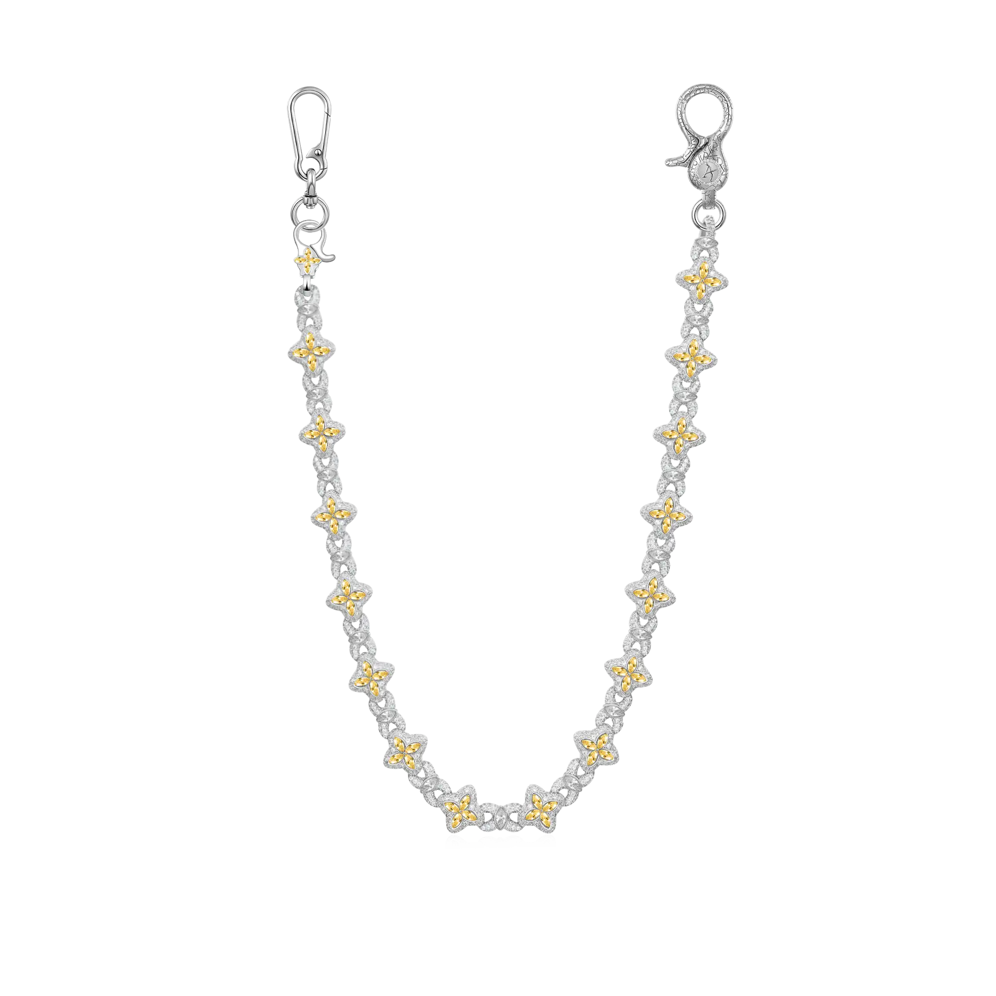 Moissanite Luminous Clover Necklace & Wallet Chain - Yellow Diamond