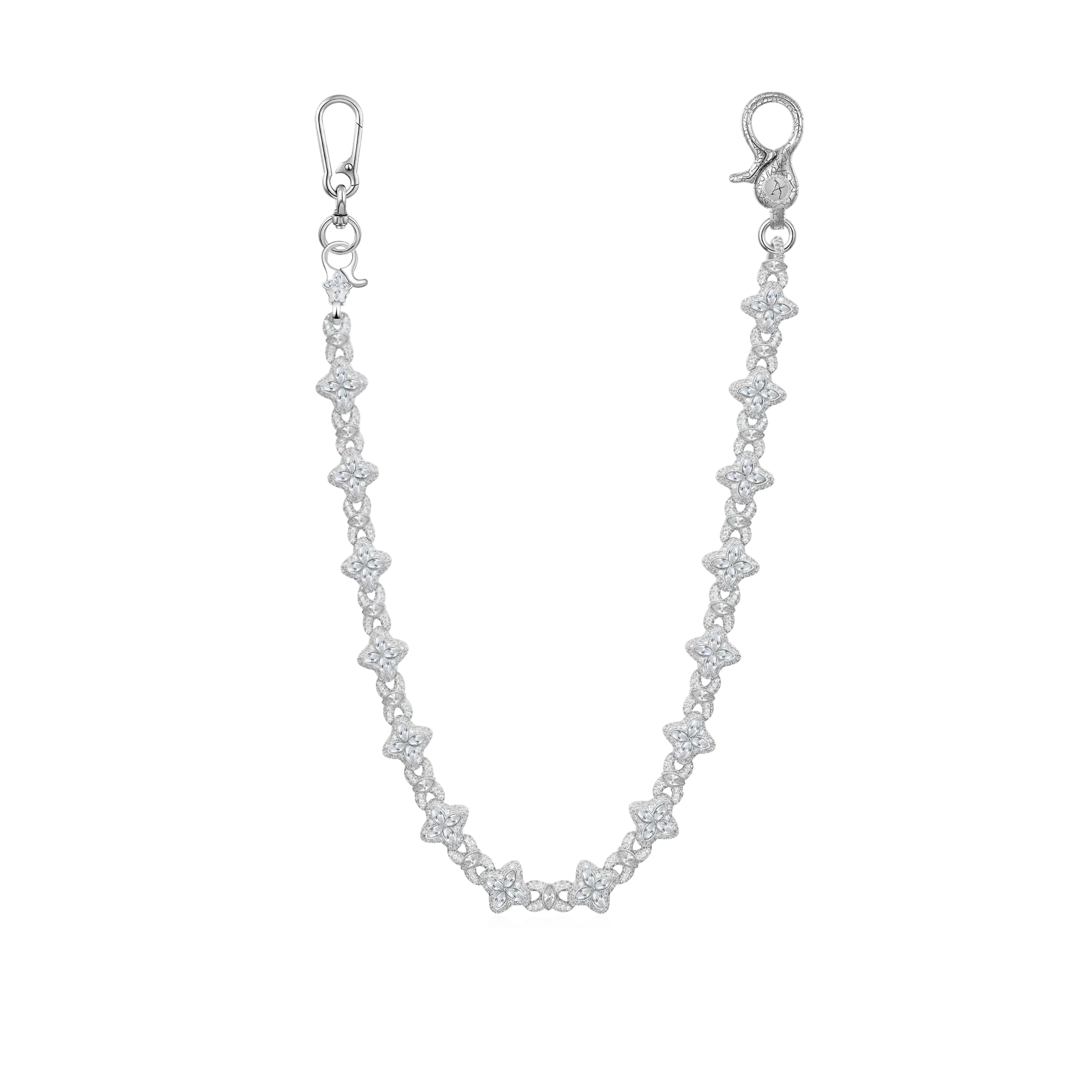 Eced Luminous Clover Halskette und Brieftaschenkette - Weißer Diamant