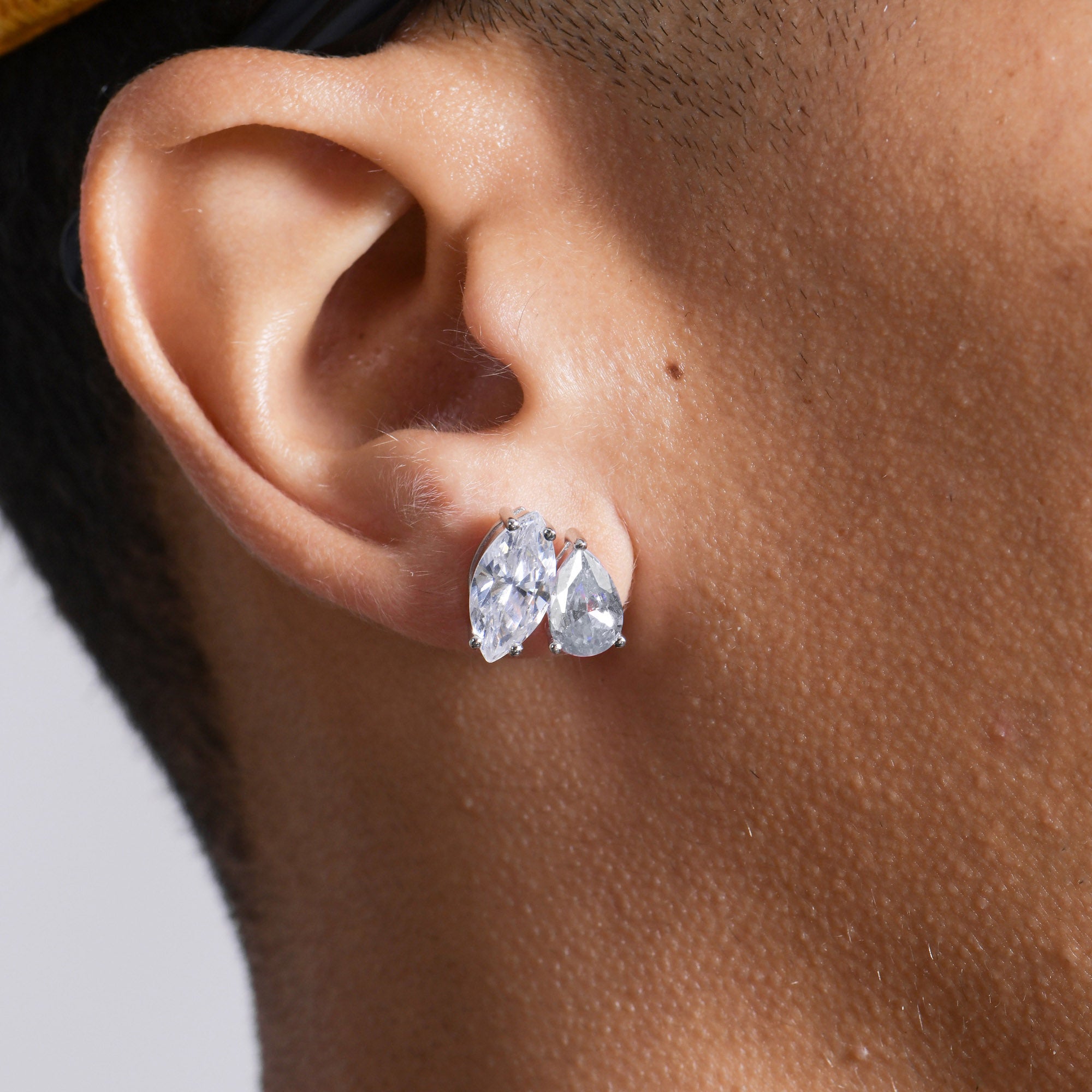 Moissanite Toi et Moi Stud Earrings – Marquise & Pear