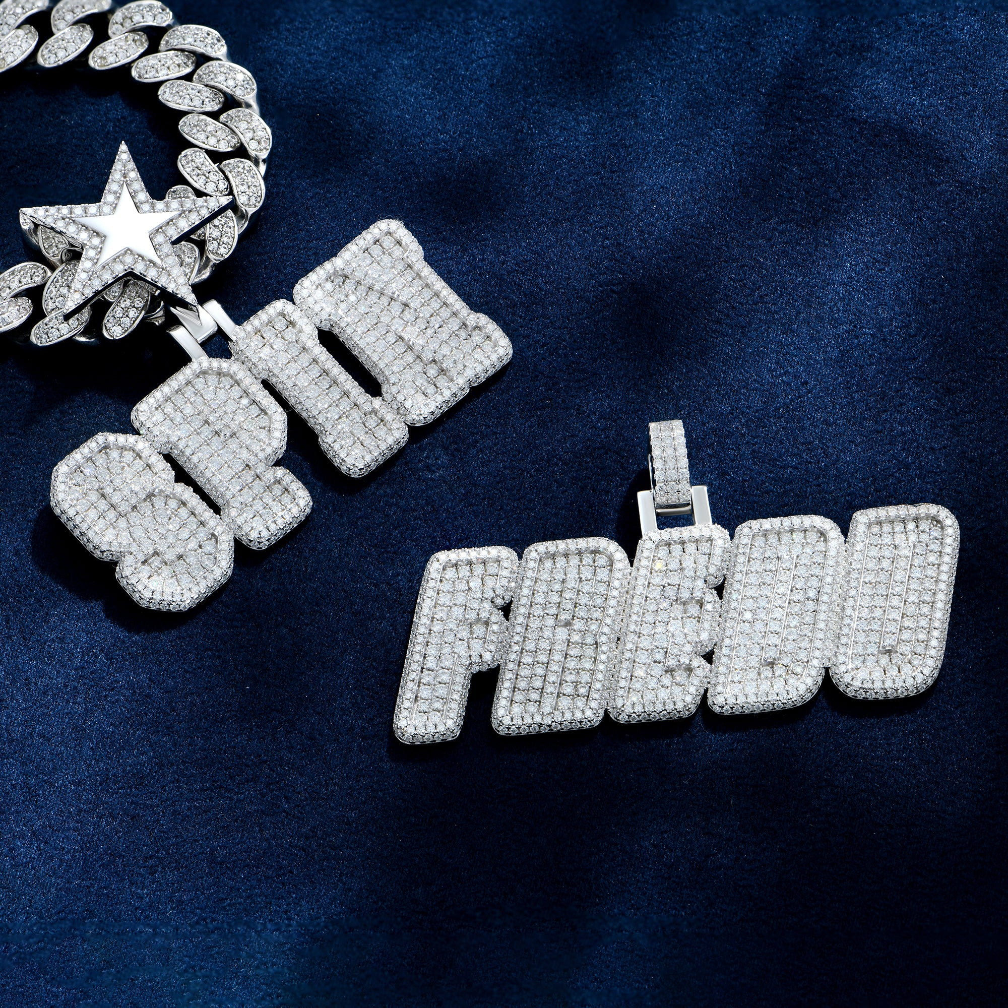 Custom Moissanite University Font Letters Name Gold Pendant Necklace