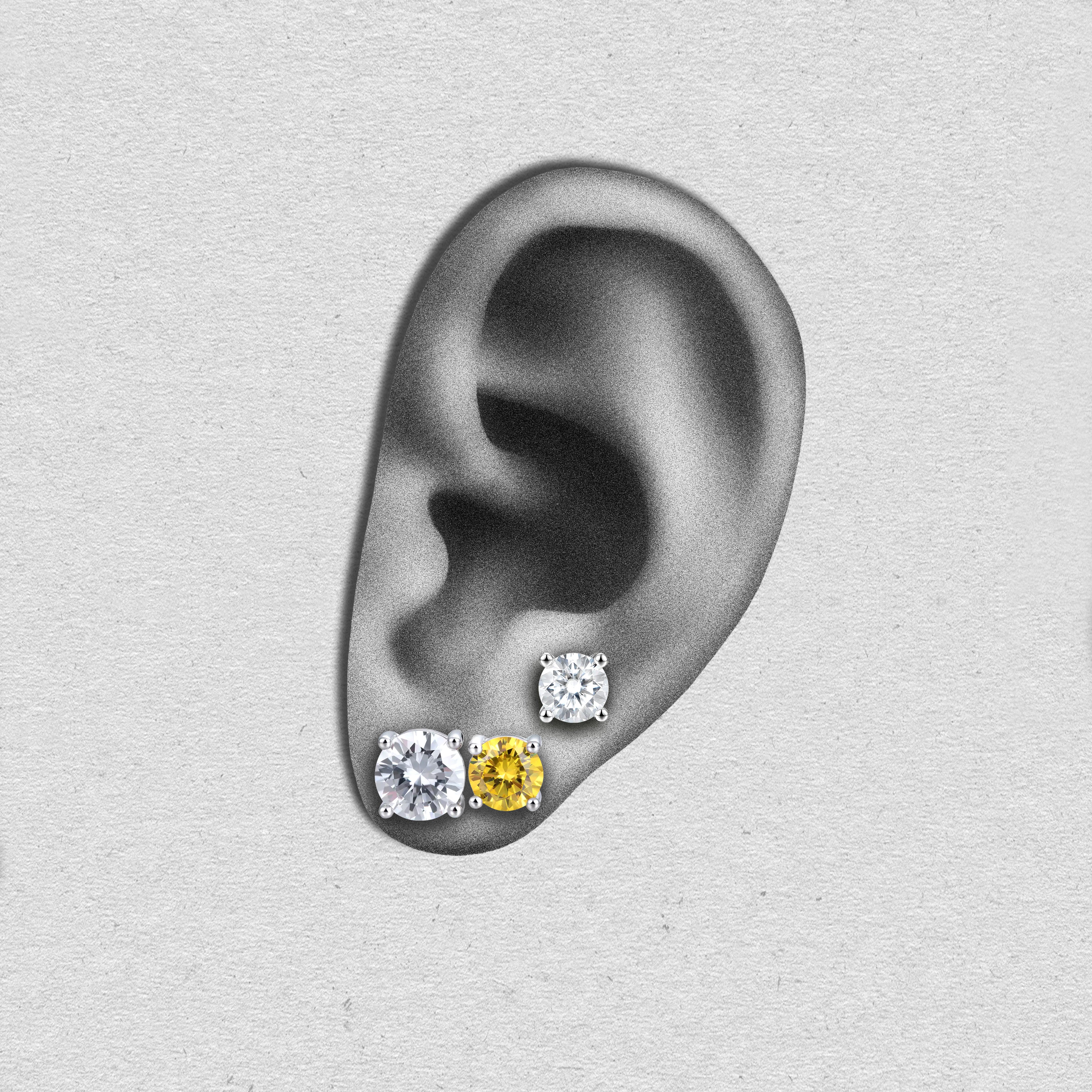 Moissanit S925 Toi et Moi & Set aus runden Ohrsteckern