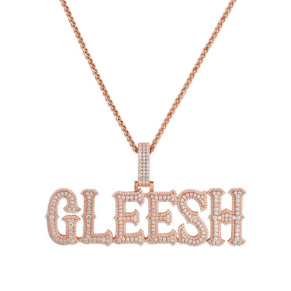 Custom Moissanit Bosenox Schriftart/Nummer Goldname Anhänger - Roségold