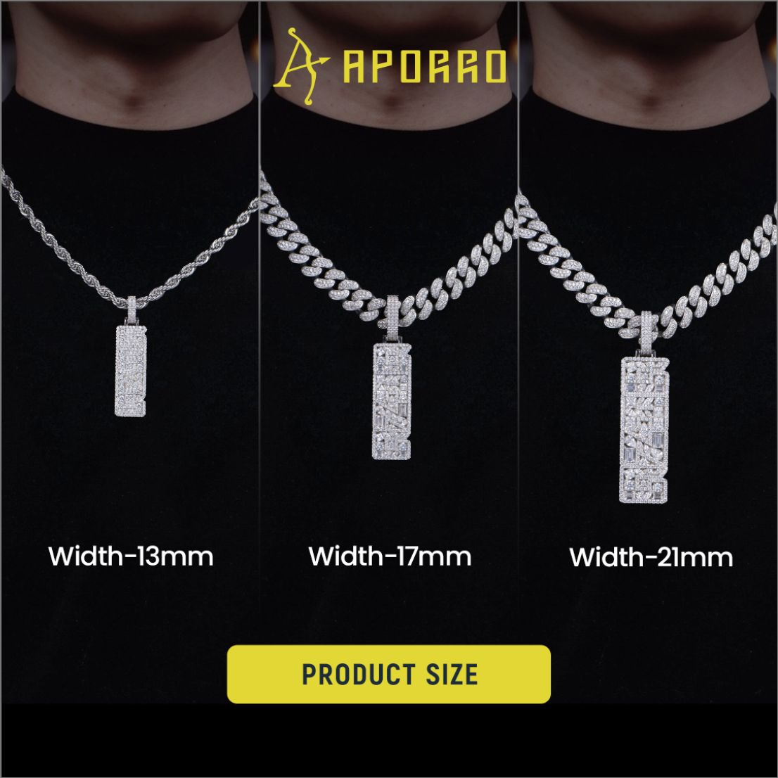 Custom Iced Mix-cut Vertical Pendant - Width - 21mm