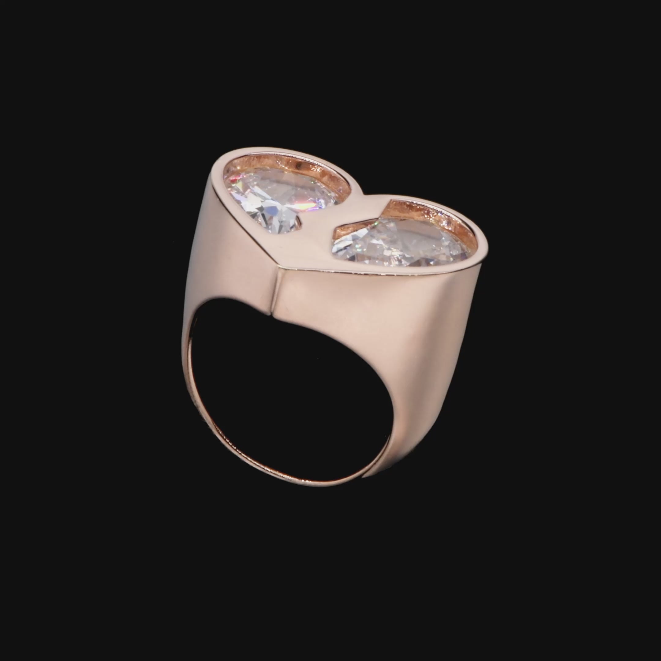 Moissanite Radiant Hearts Entwined Ring