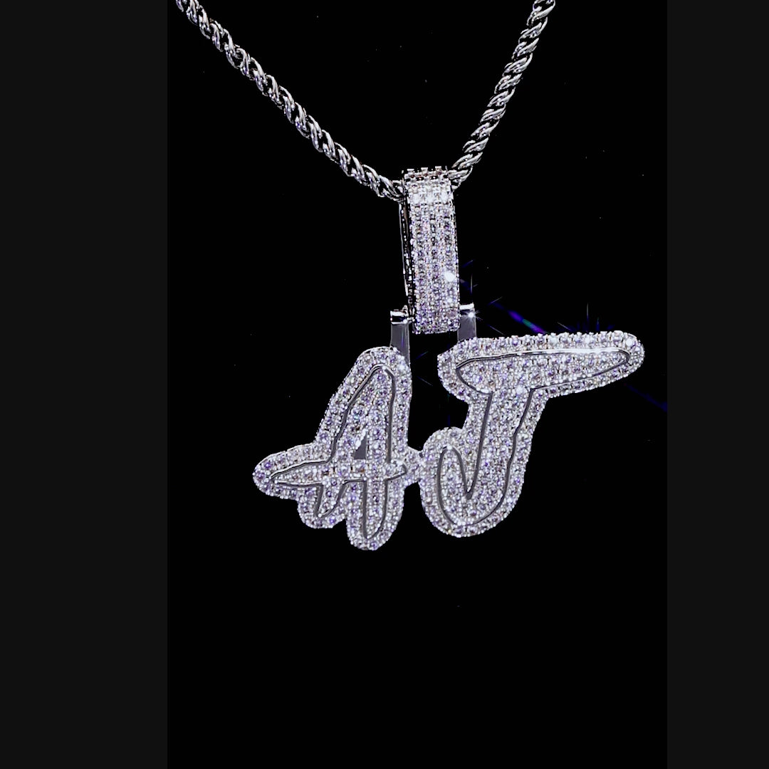 MOISSANITE CONSEJO Capas dobles Coke Boys Gold Font Nombre Colgante