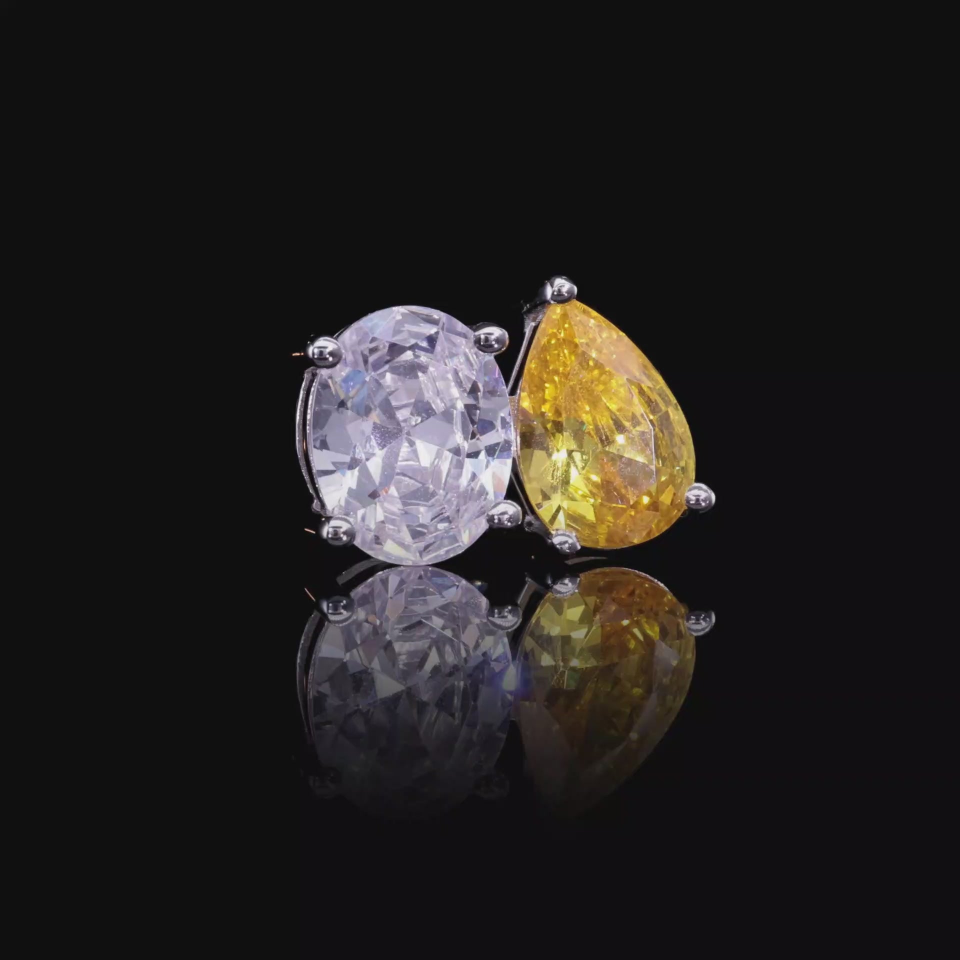 Moissanite Toi et Moi Stud Earrings – Oval & Pear