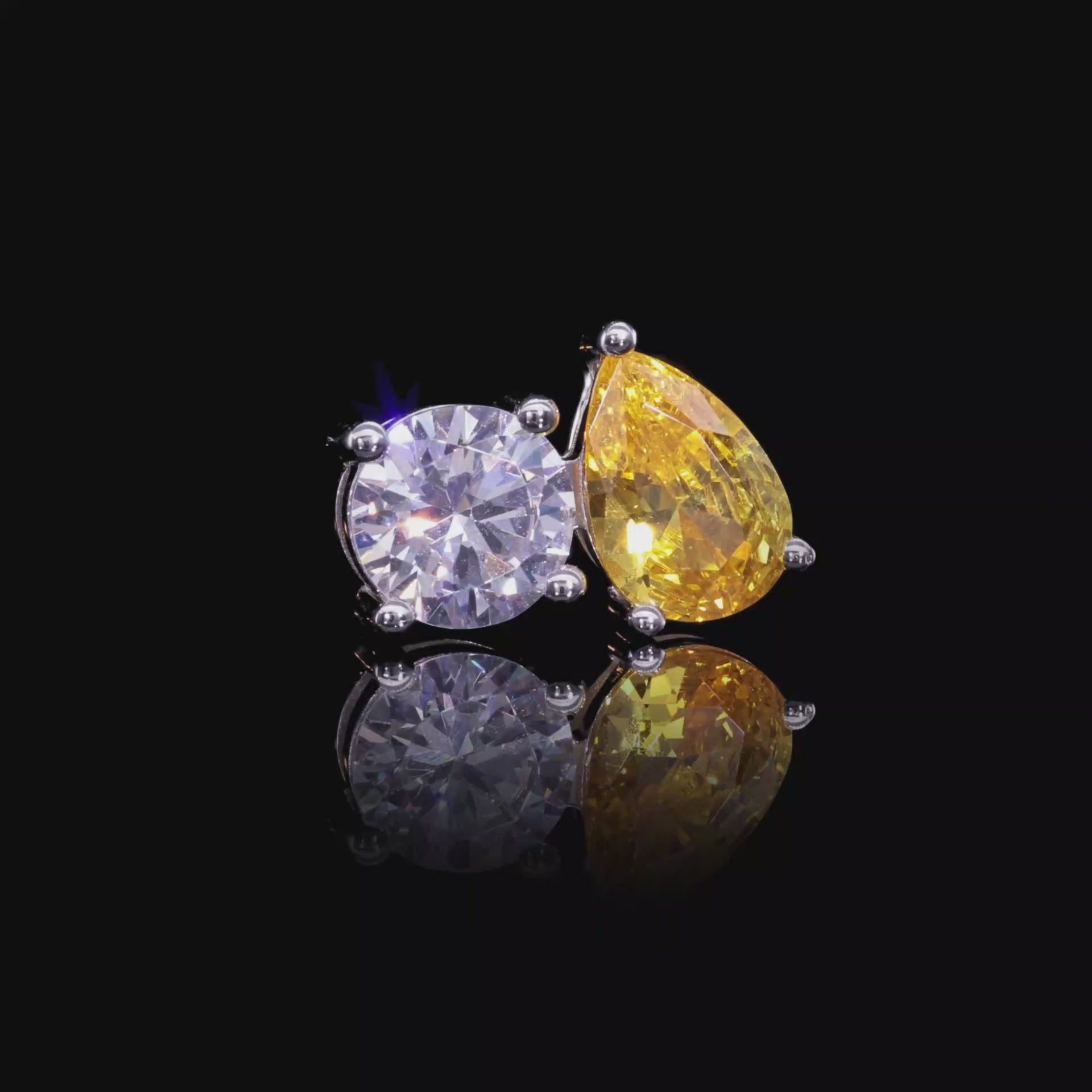 Moissanite Toi et Moi Stud Earrings – Round & Pear