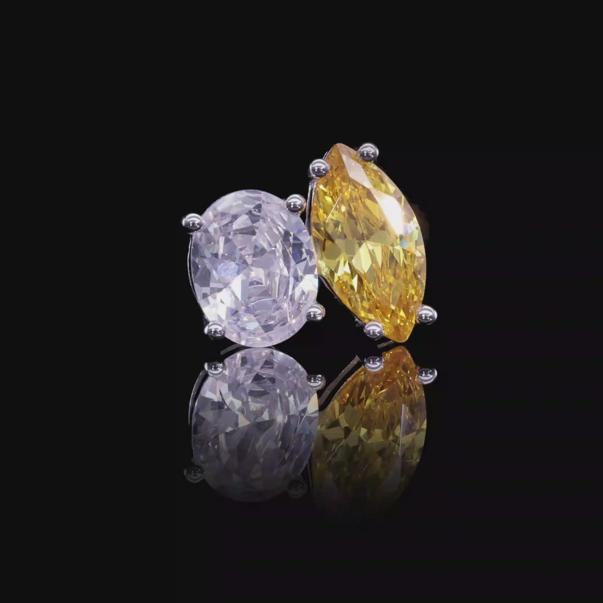 Moissanite Toi et Moi Stud Earrings – Oval & Marquise