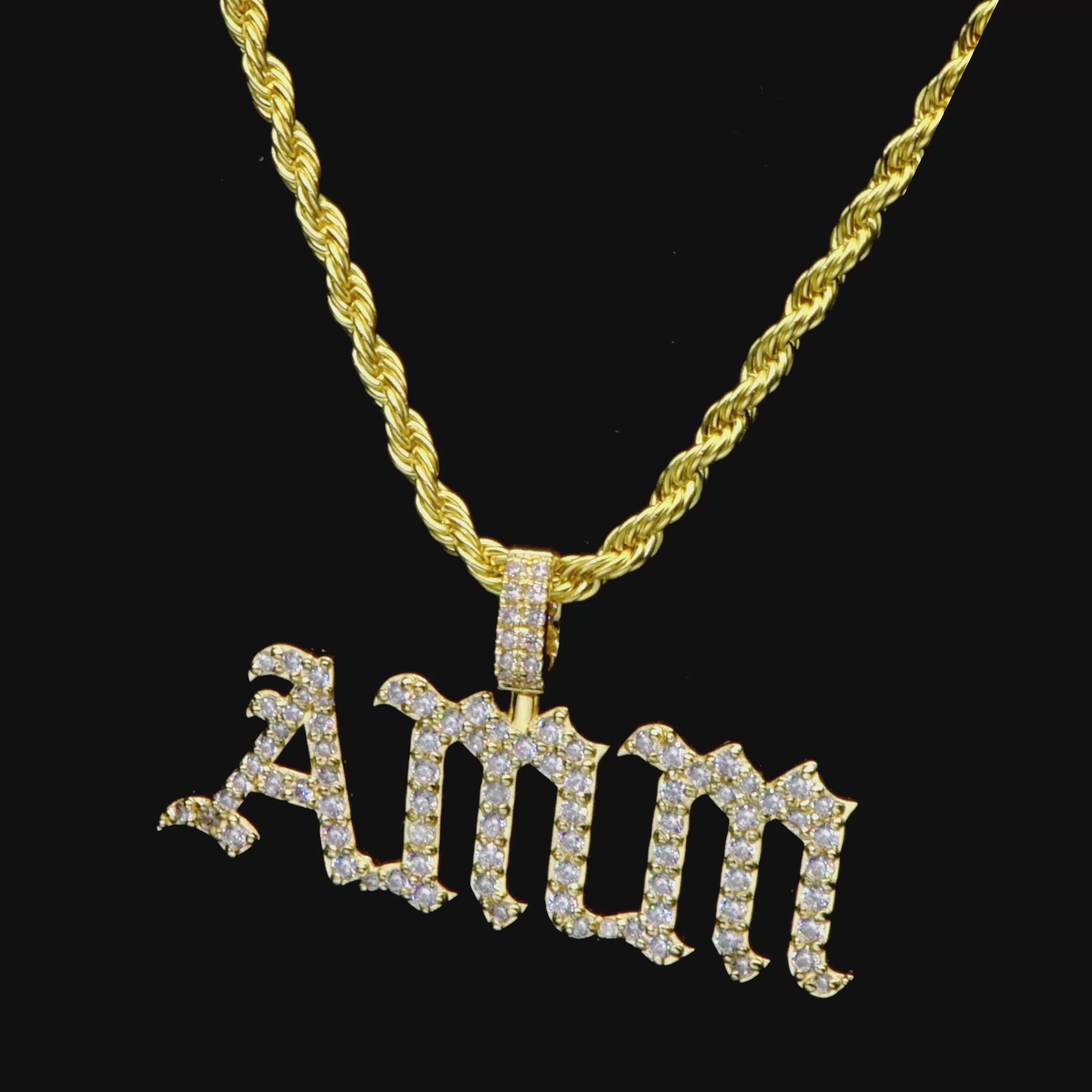 Custom Old English Font Pendant - 12mm Height
