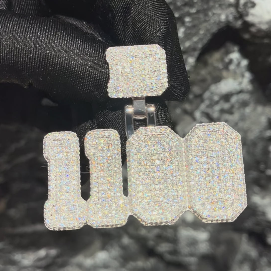 Custom Moissanite University Font Letter/Number Name Pendant