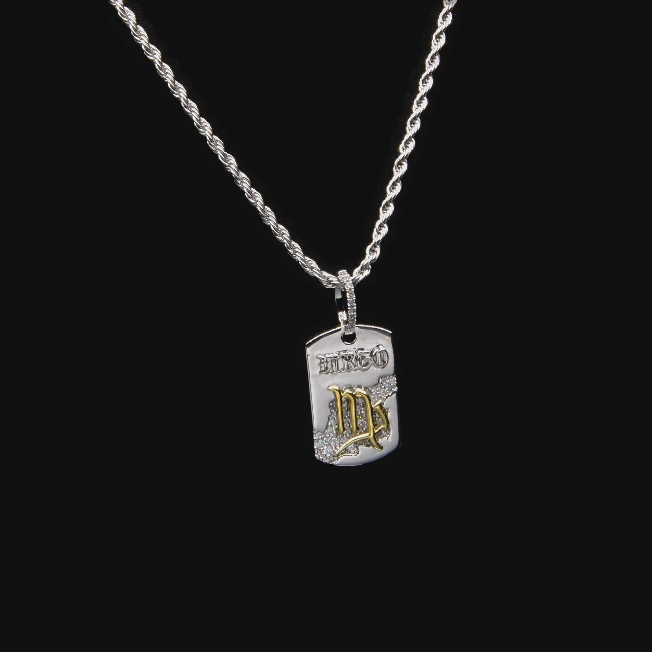 Moissanite Zodiac Dog Tag Pendant