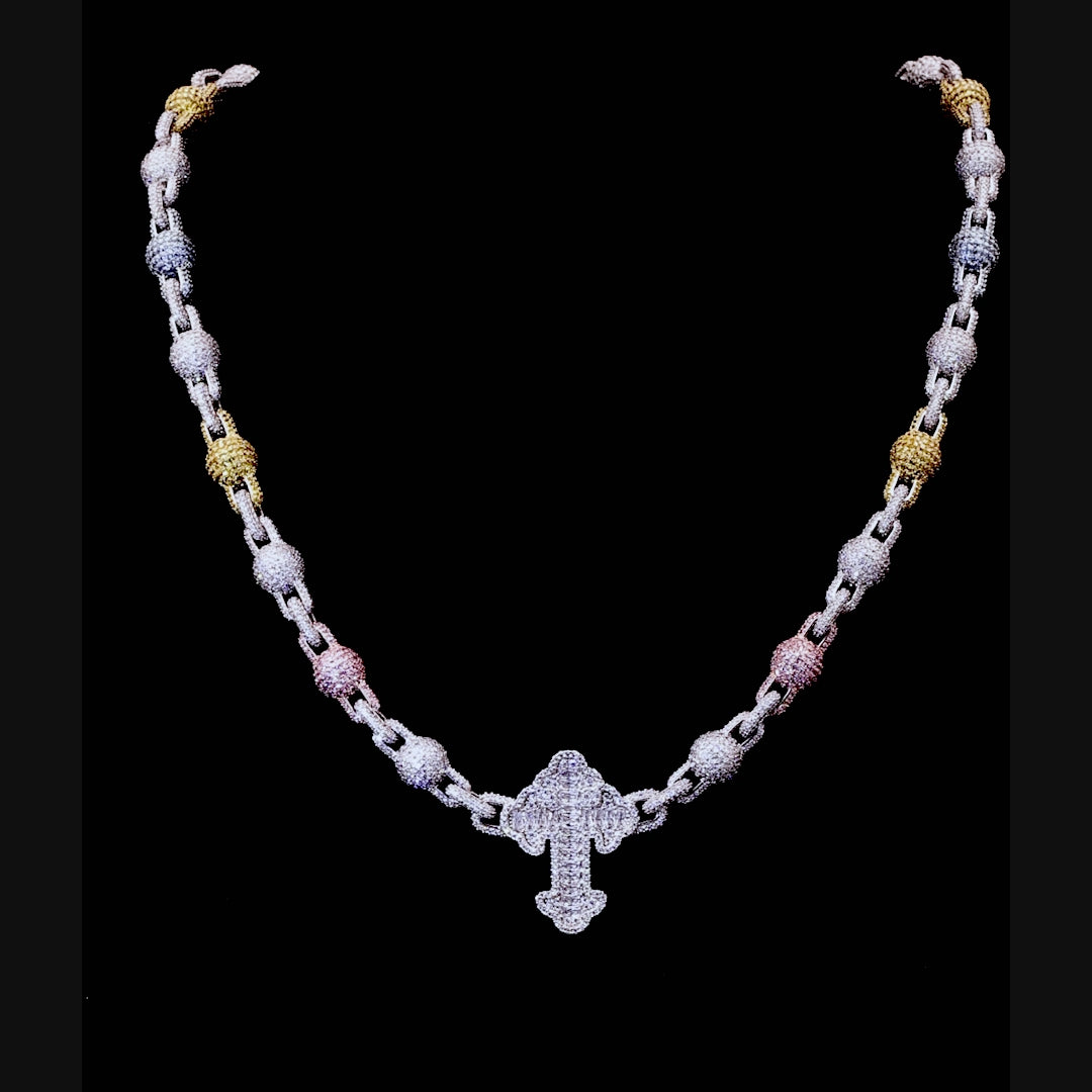 Women's Iced Cross Ball Chain